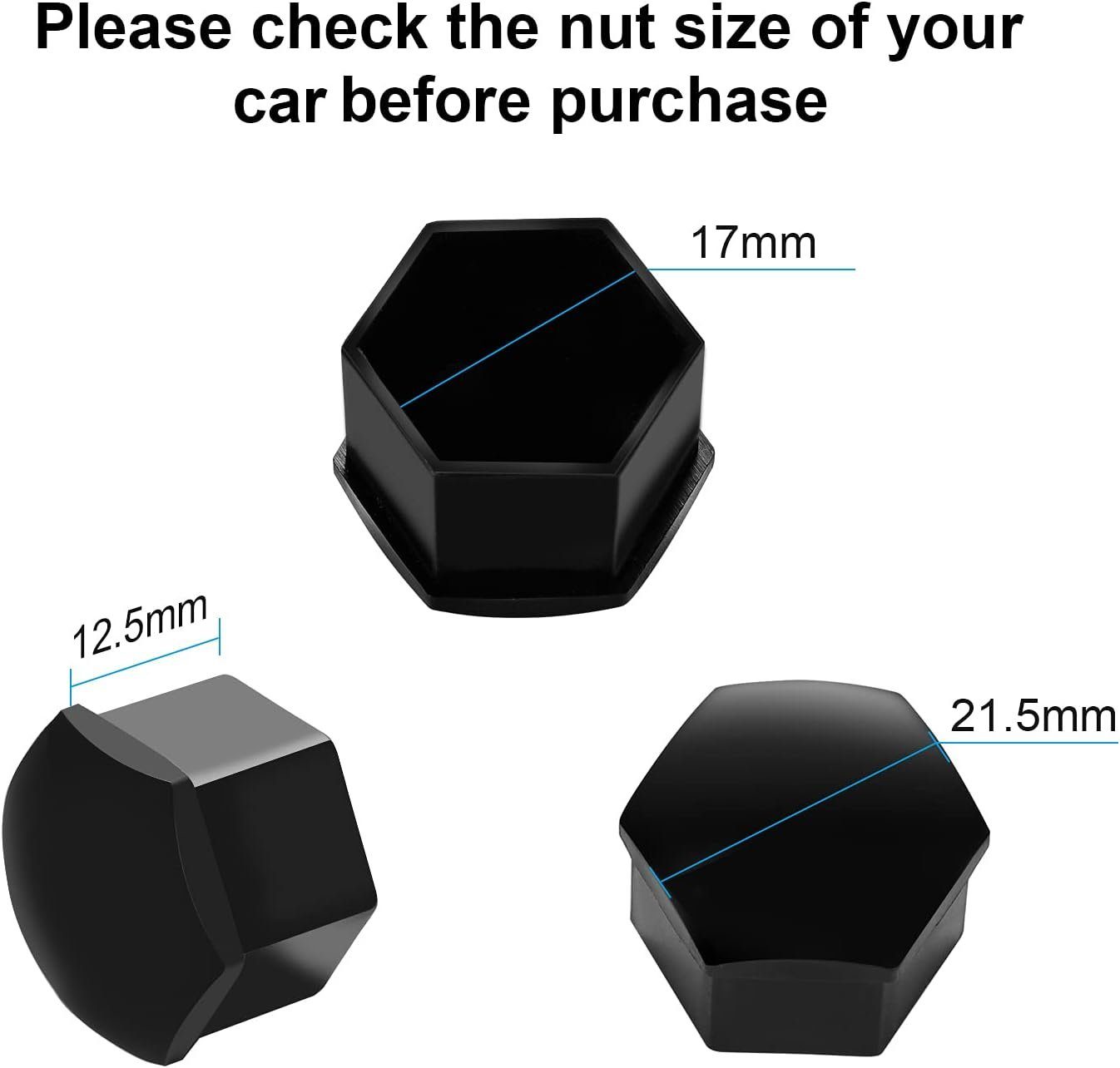 BlingBin Radkappen 17mm Radschrauben Radmuttern Bolzen Kappen Abdeckungen + Abzieher, (20-St., 20tlg)