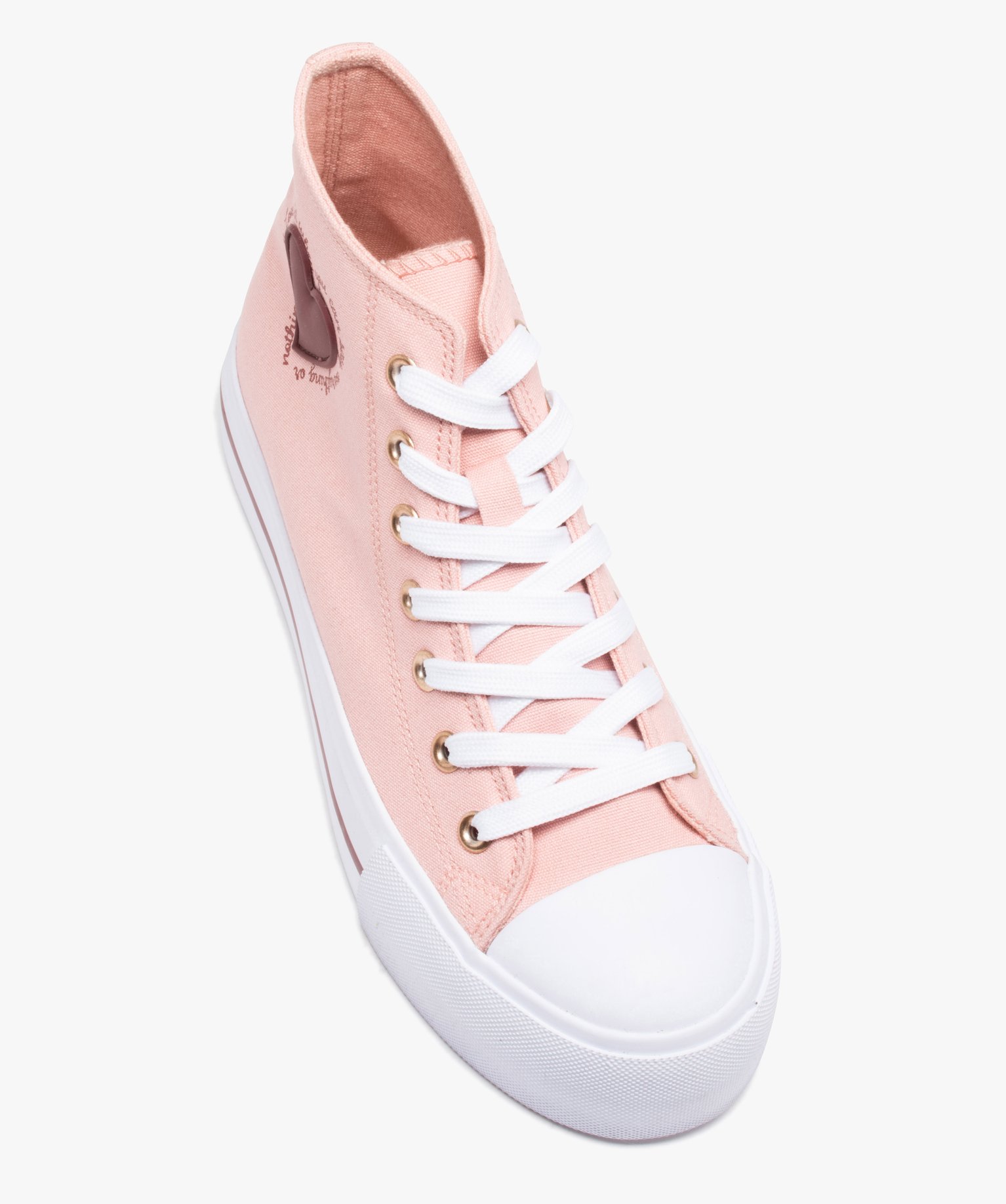 Baskets montantes femme en toile à semelle épaisse rose | GEMO