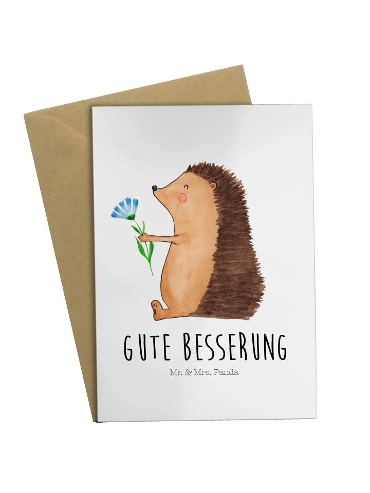 Mr. & Mrs. Panda Grußkarte Igel Blumen mit Spruch in Weiß günstig kaufen onesize