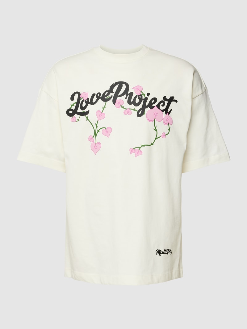 Oversized T-Shirt mit Motiv-Print in offwhite