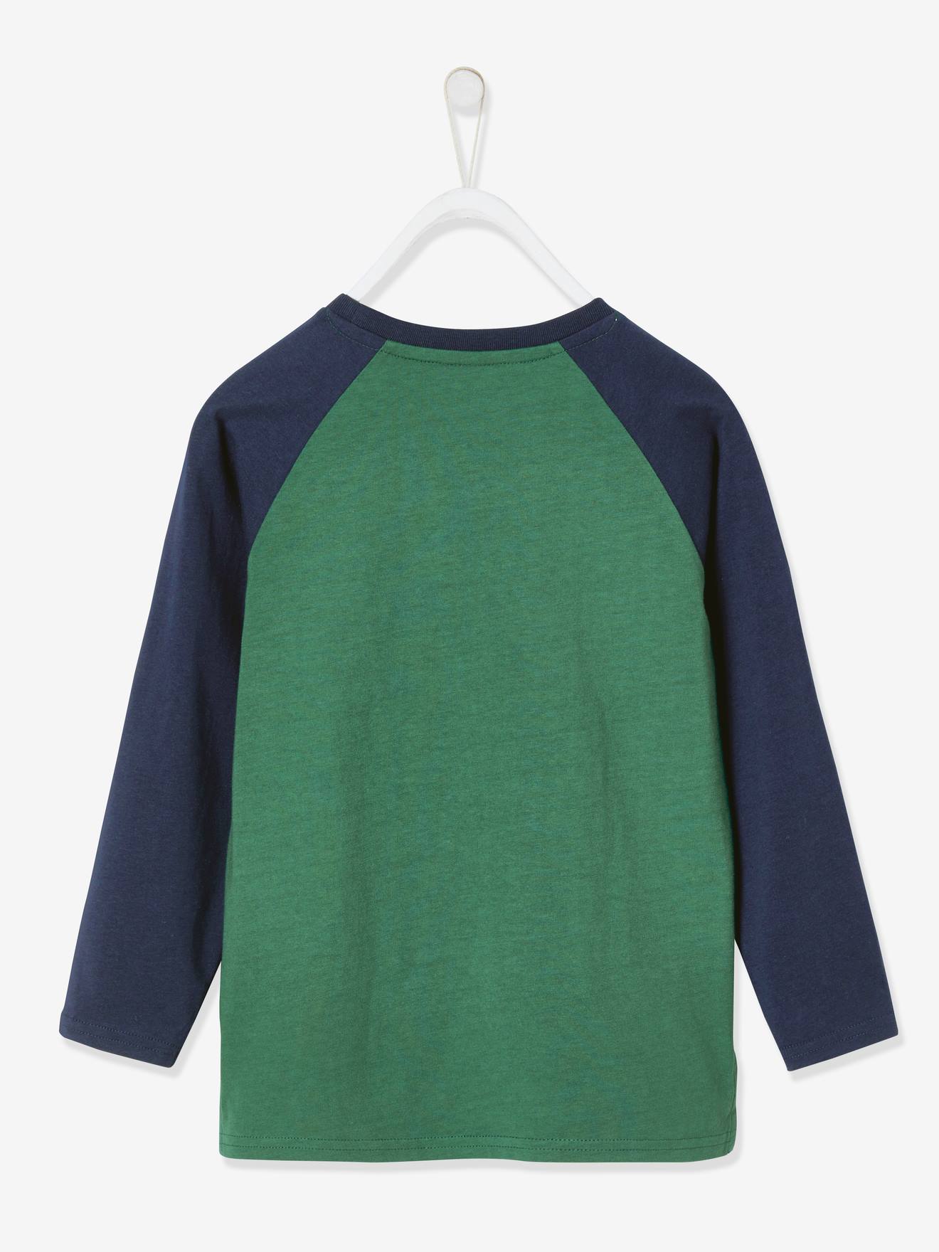 T-shirt de sport garçon motif ballon en relief manches raglan vert