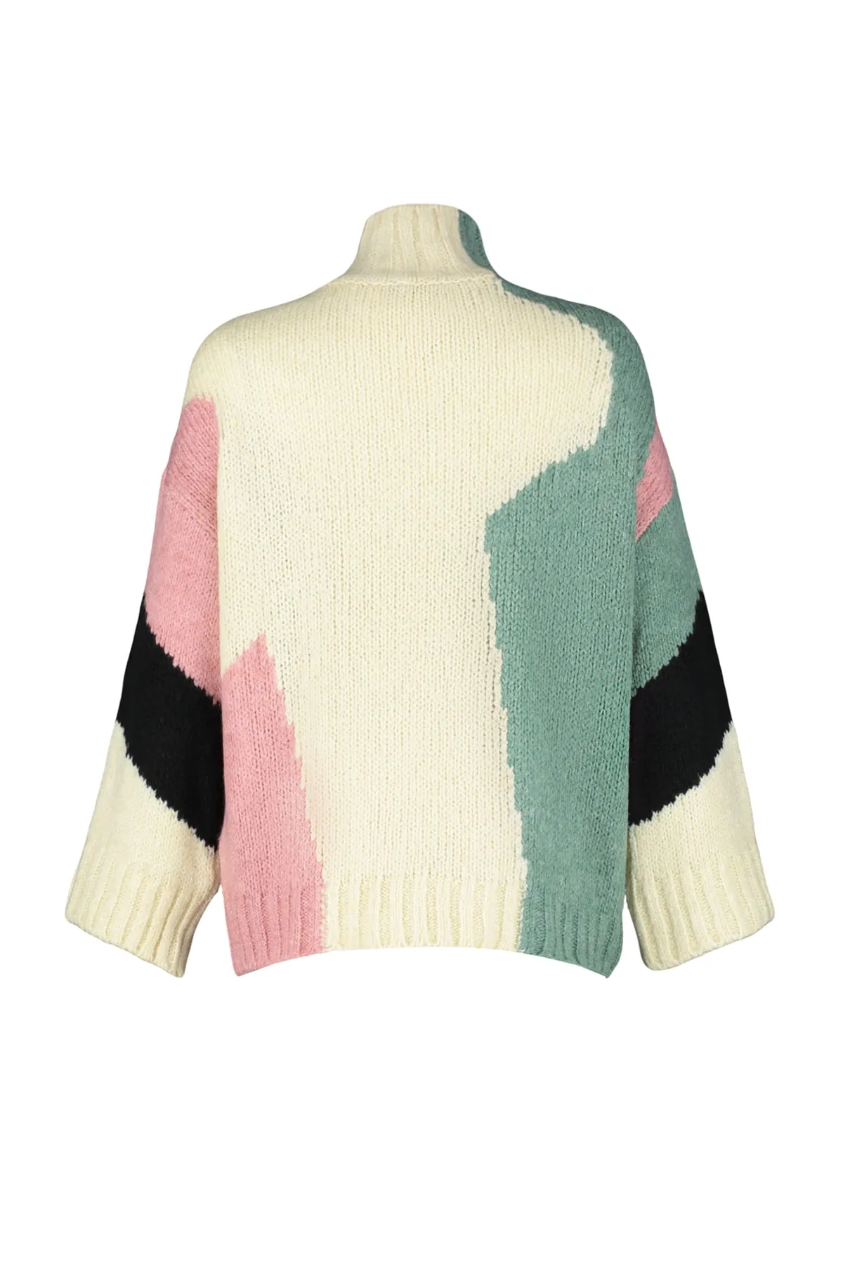 Trendyol Collection  Beigefarbener, weich strukturierter Strickpullover mit Farbblockierung TWOAW20XS0047