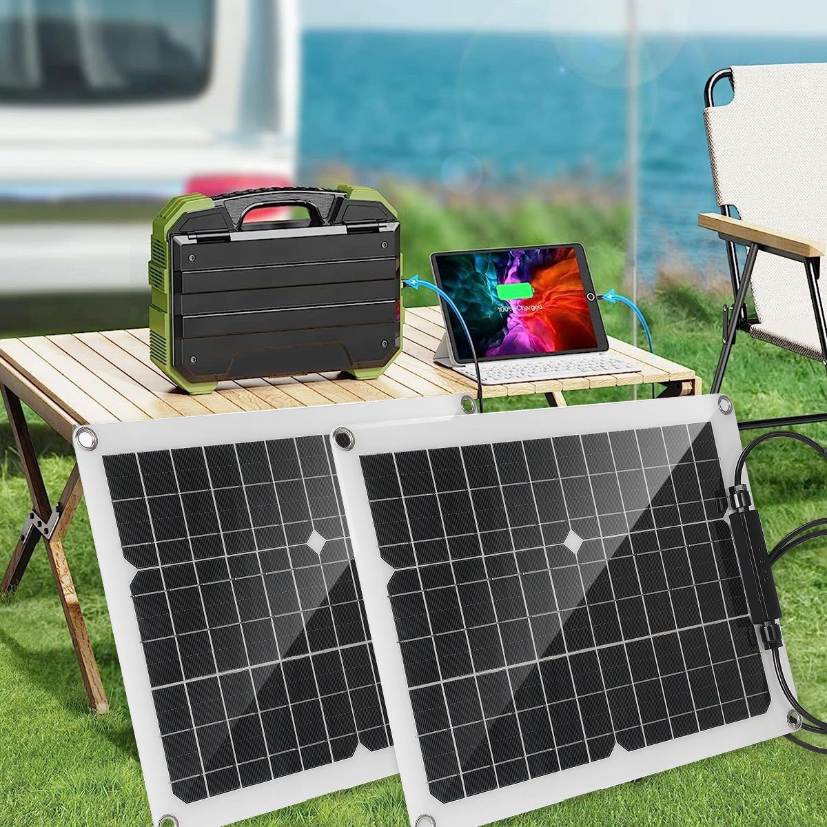 iscooter Solarmodul 200W Solarpanel Monokristallines Solarstrom-Kit, IP65, 200,00 W, Solarstrom-Kit, Solarpanel Stromerzeuger Solaranlage