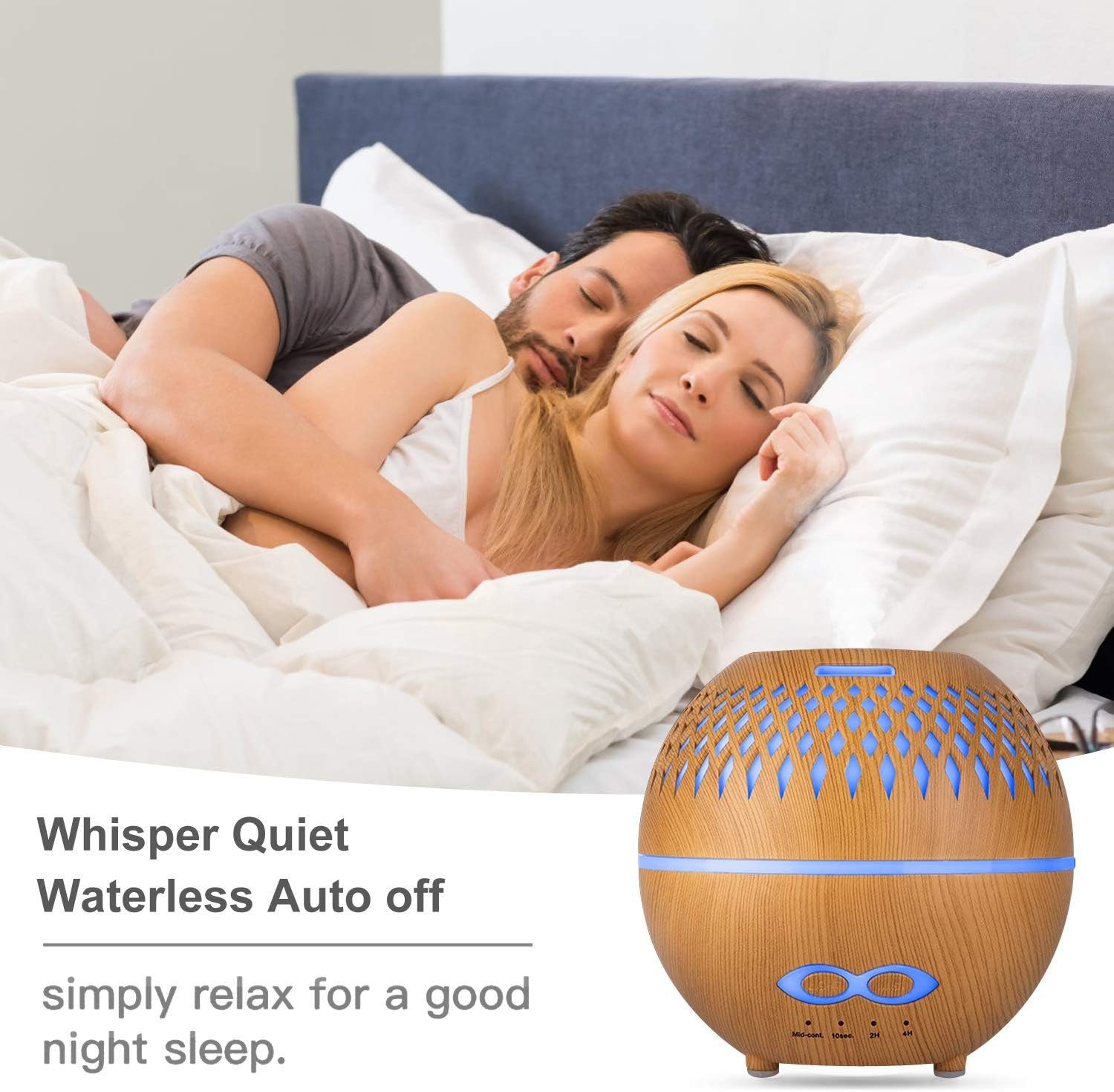 RYSH Luftbefeuchter Aroma-Diffuser, 400ml, Ultraschall-Raumbefeuchter, Dekoration, Luftbefeuchter für ätherische Öle mit 7-Farben-LED, Aromatherapiegerät
