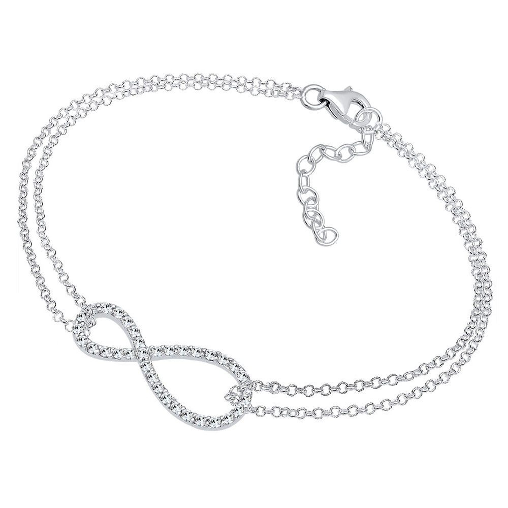 Elli Elli Bracelet Femme Motif Infinity Basic avec Cristaux en Argent Sterling 925 Bracelet