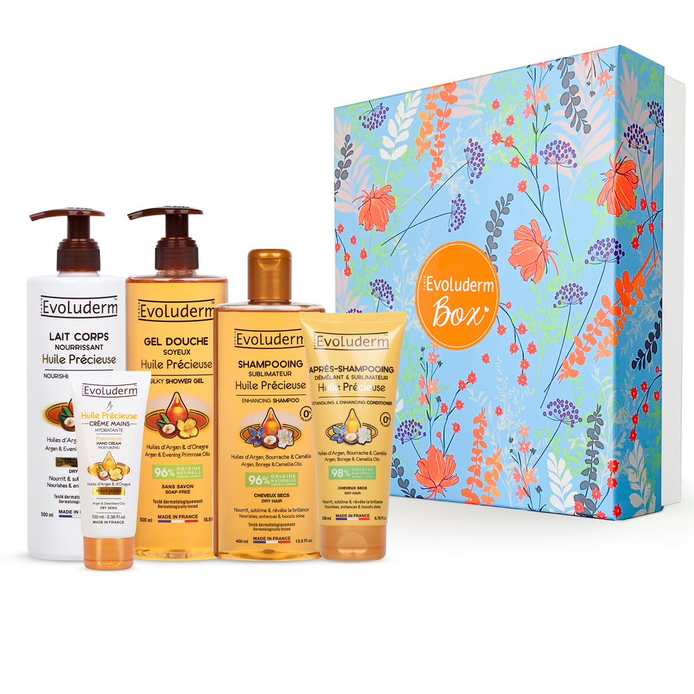 evoluderm Huile Précieuse Coffret Cadeau Bain Soyeux Corps & Cheveux - Huile Précieuse