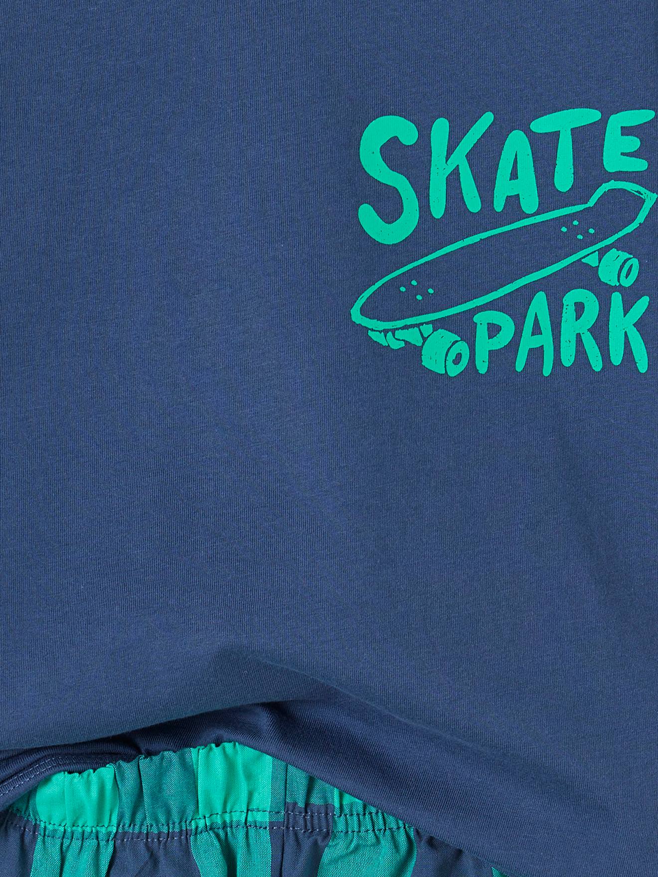 Vertbaudet Jungen Sommer-Schlafanzug mit Skater-Print Oeko-Tex - aquamarine