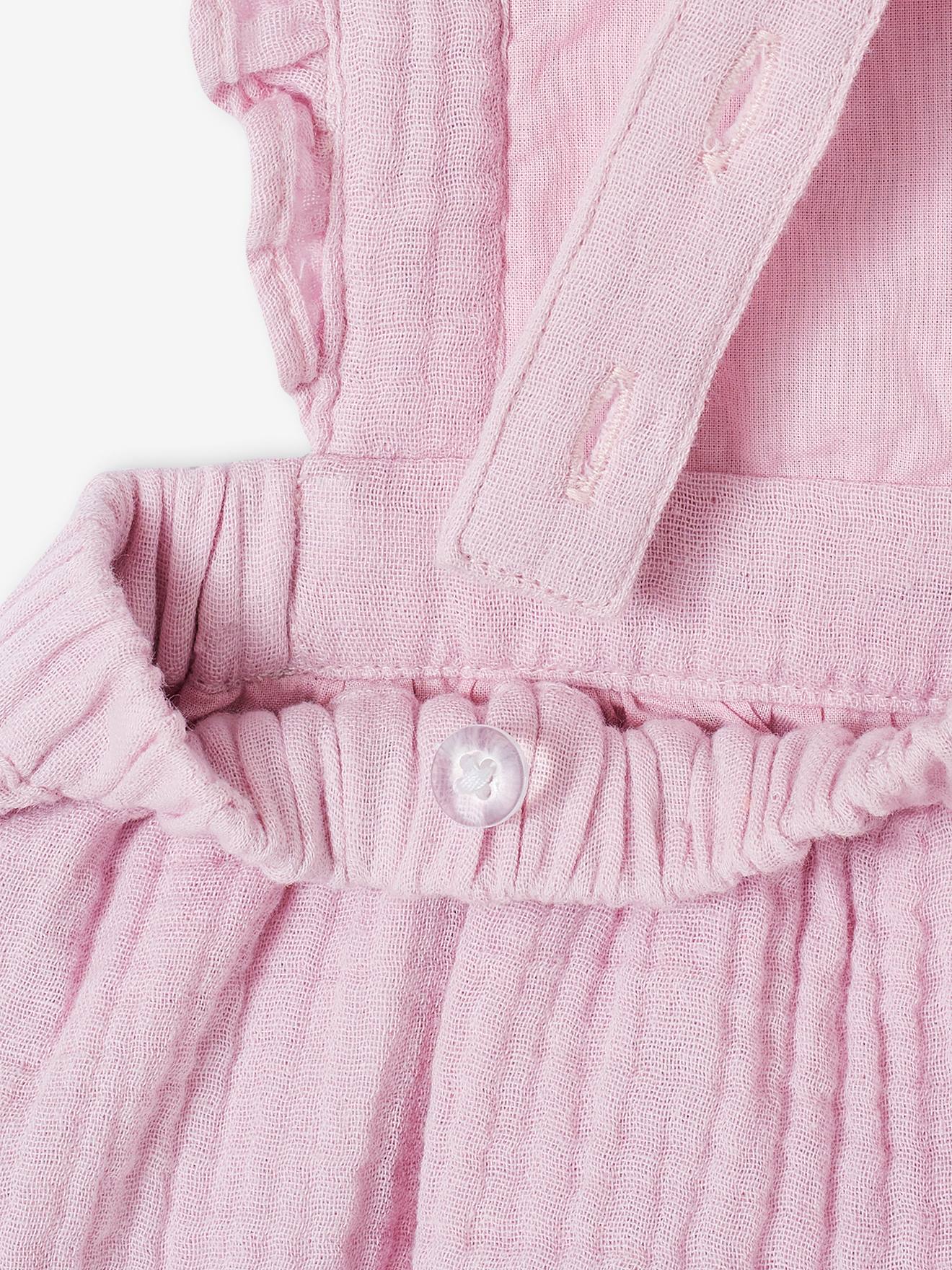 Vertbaudet Mädchen Baby Latzkleid, Musselin - aquamarin
