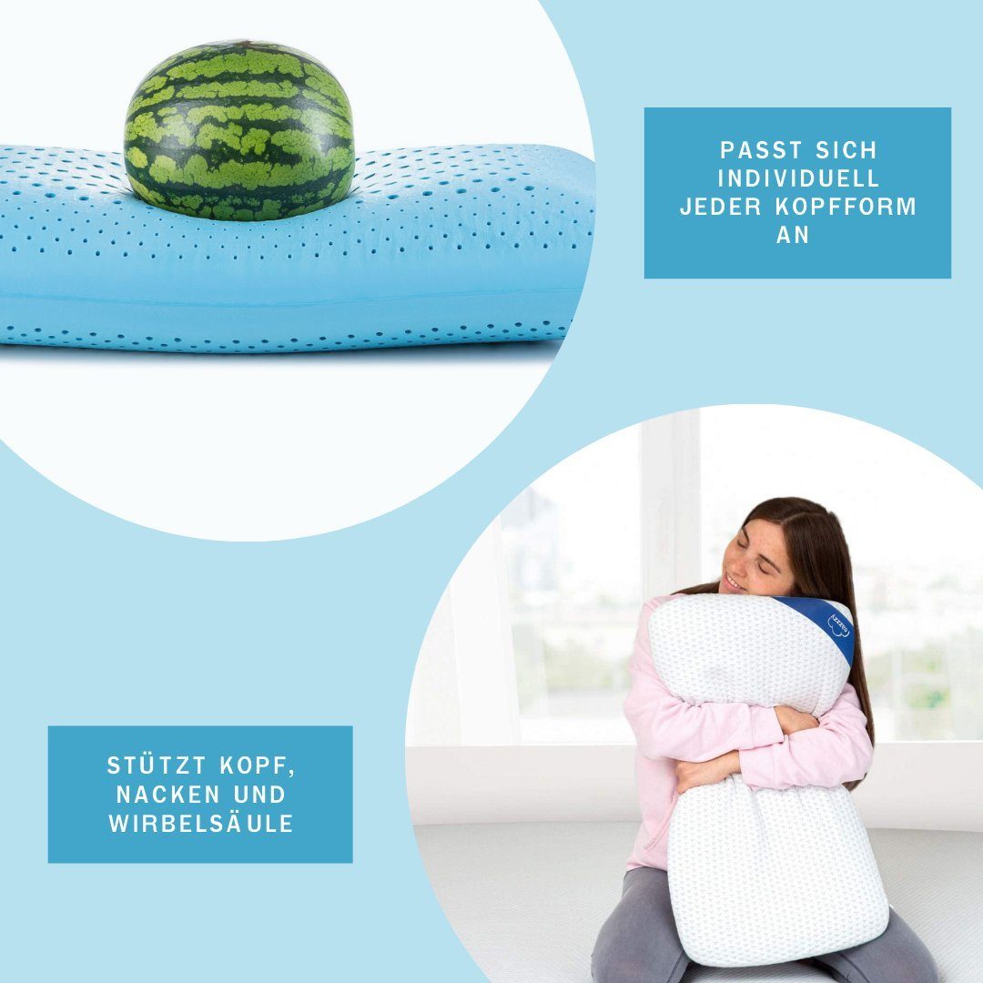 Nackenstützkissen Eazzzy Schaumkissen, Genius, Füllung: 99% Polyester, 1% sonstige Fasern, Seitenschläfer, Rückenschläfer, Bauchschläfer, kühlender Gelschaum - gegen Nackenschmerzen
