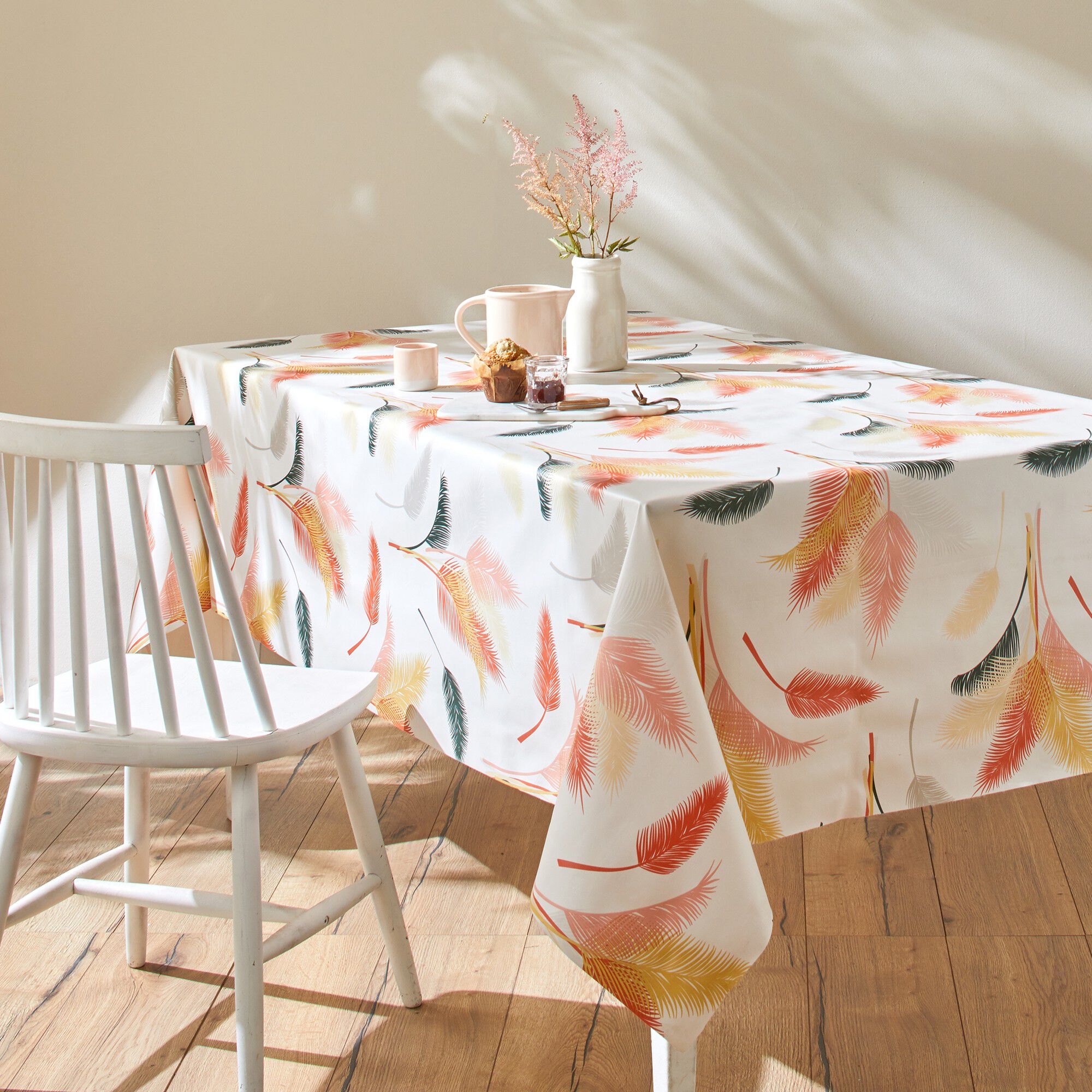 Nappe toile cirée imprimé fleurs pampa