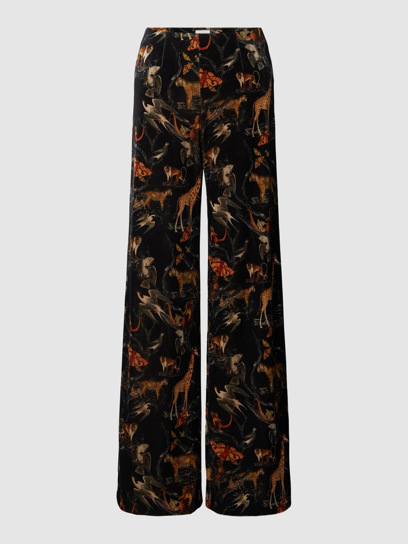Hose mit Allover-Motiv-Muster Modell 'KIMBERLY' in schwarz