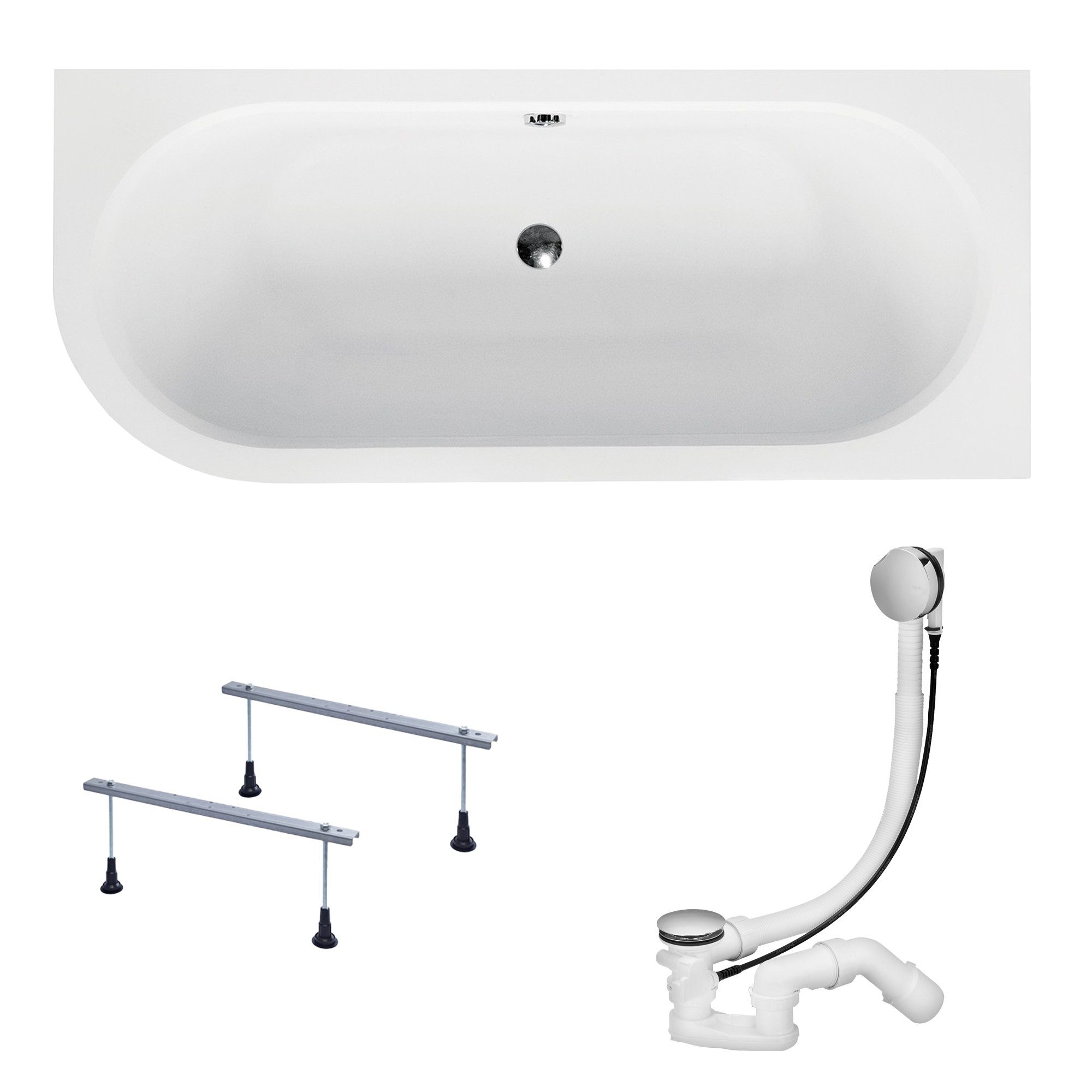 KOLMAN Badewanne Eckbadewanne Avita 170x75, (Links/Rechts), Acrylschürze Styroporverkleidung, Ablauf VIEGA & Füße GRATIS