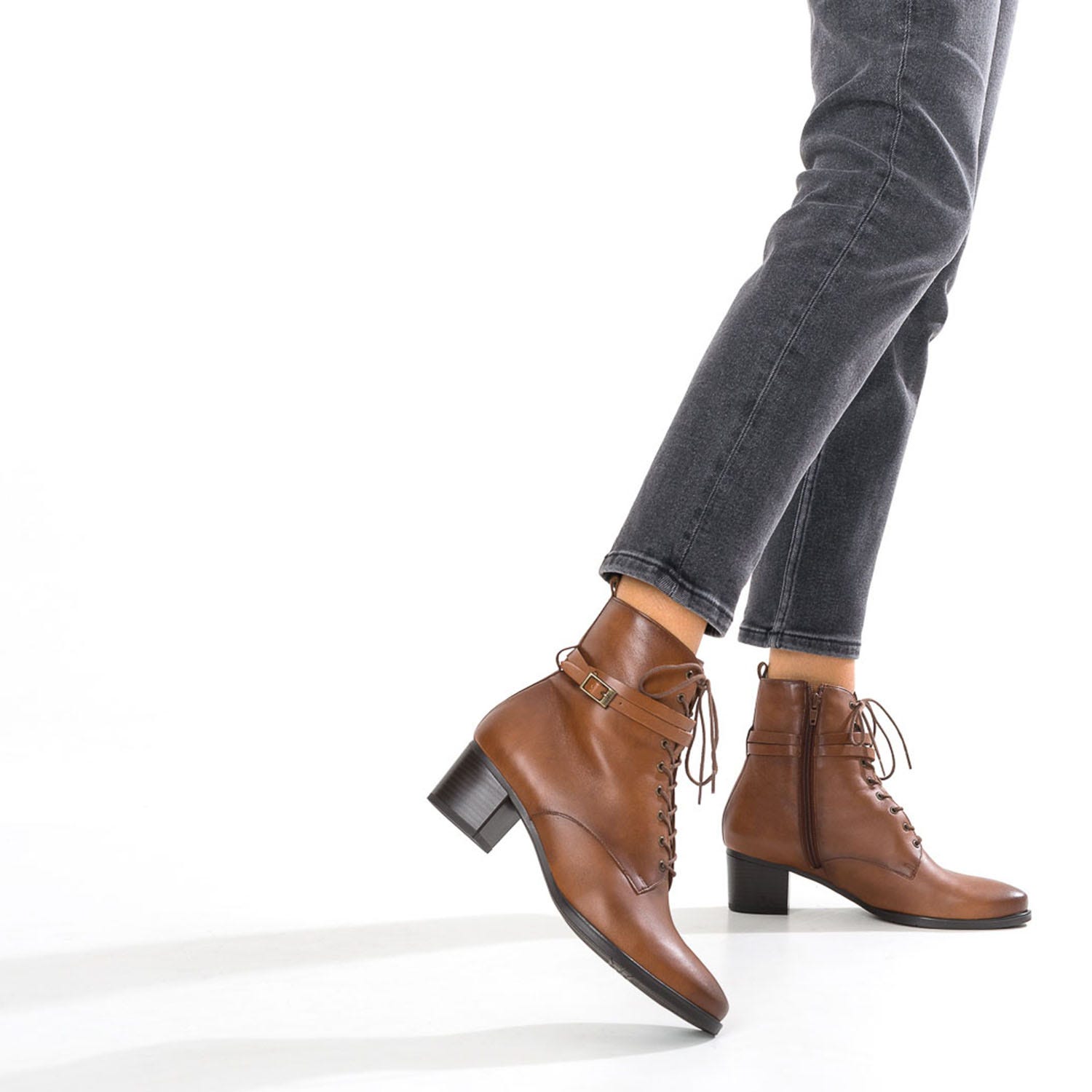 Bottine ERAM FLEX cognac en cuir