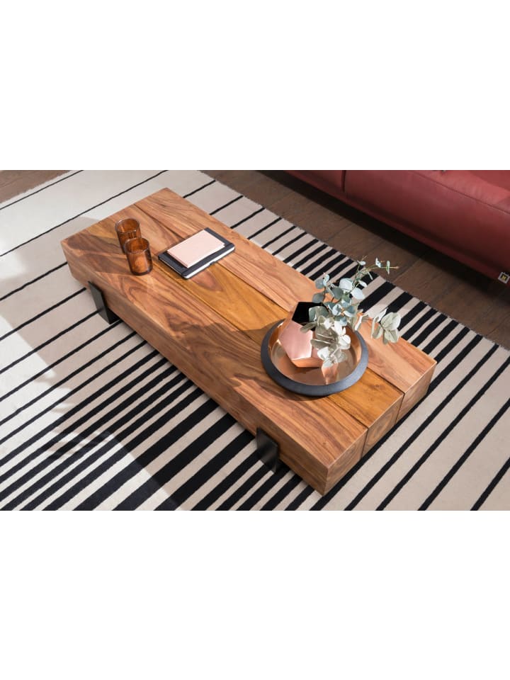 KADIMA DESIGN Couchtisch 115x22x44cm Massivholz / Metall Sofatisch, Design günstig kaufen onesize
