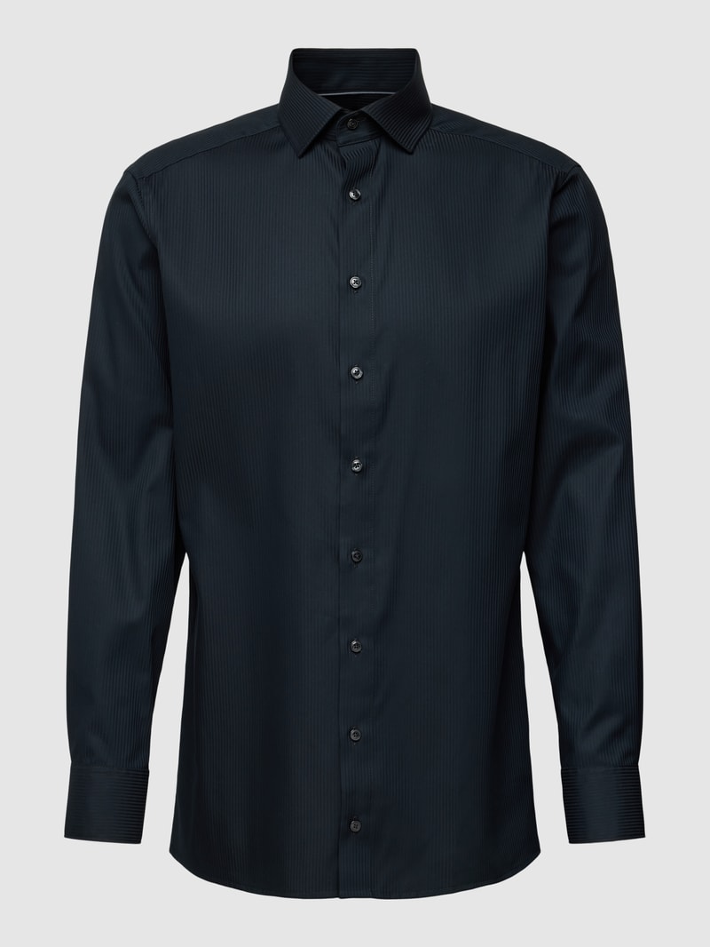 Modern Fit Business-Hemd mit Streifenmuster Modell 'Global' in schwarz