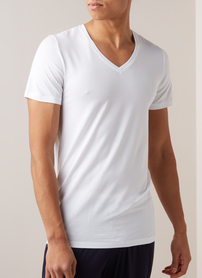 Camiseta Hanro con cuello en V, color liso