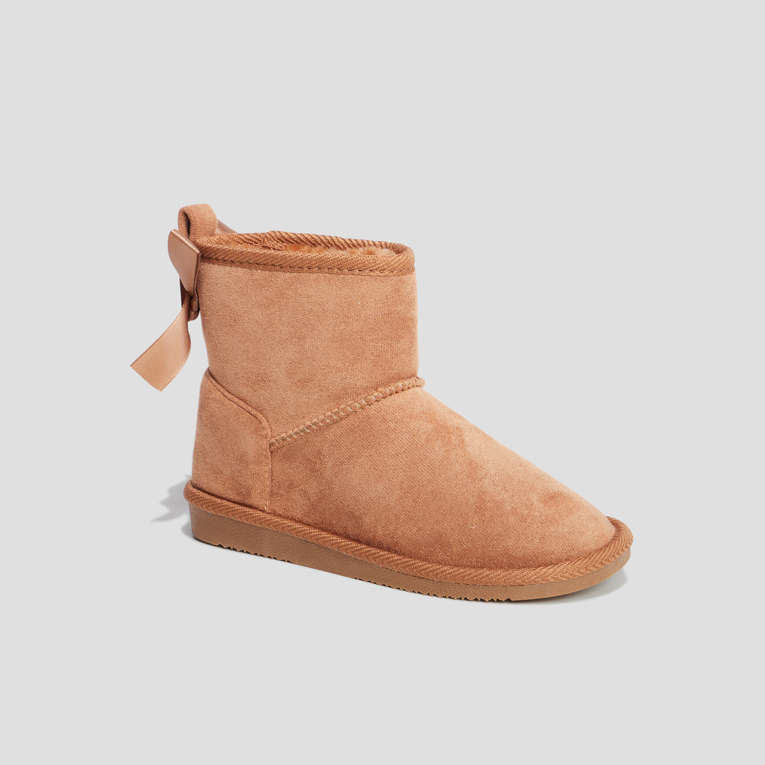 Bottines fourrées avec noeud camel fille | La Halle