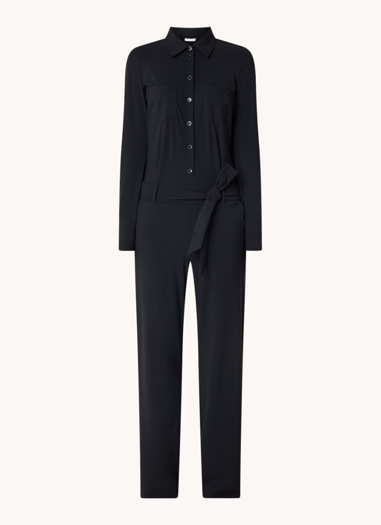 Studio Anneloes Angel straight fit jumpsuit made of travel fabric with a tie belt