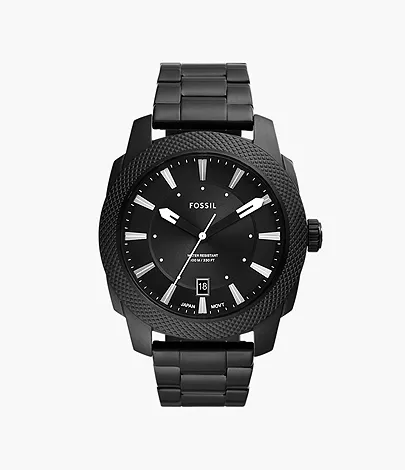 Fossil Machine Uhr 3-Zeiger-Werk Datum Edelstahl schwarz