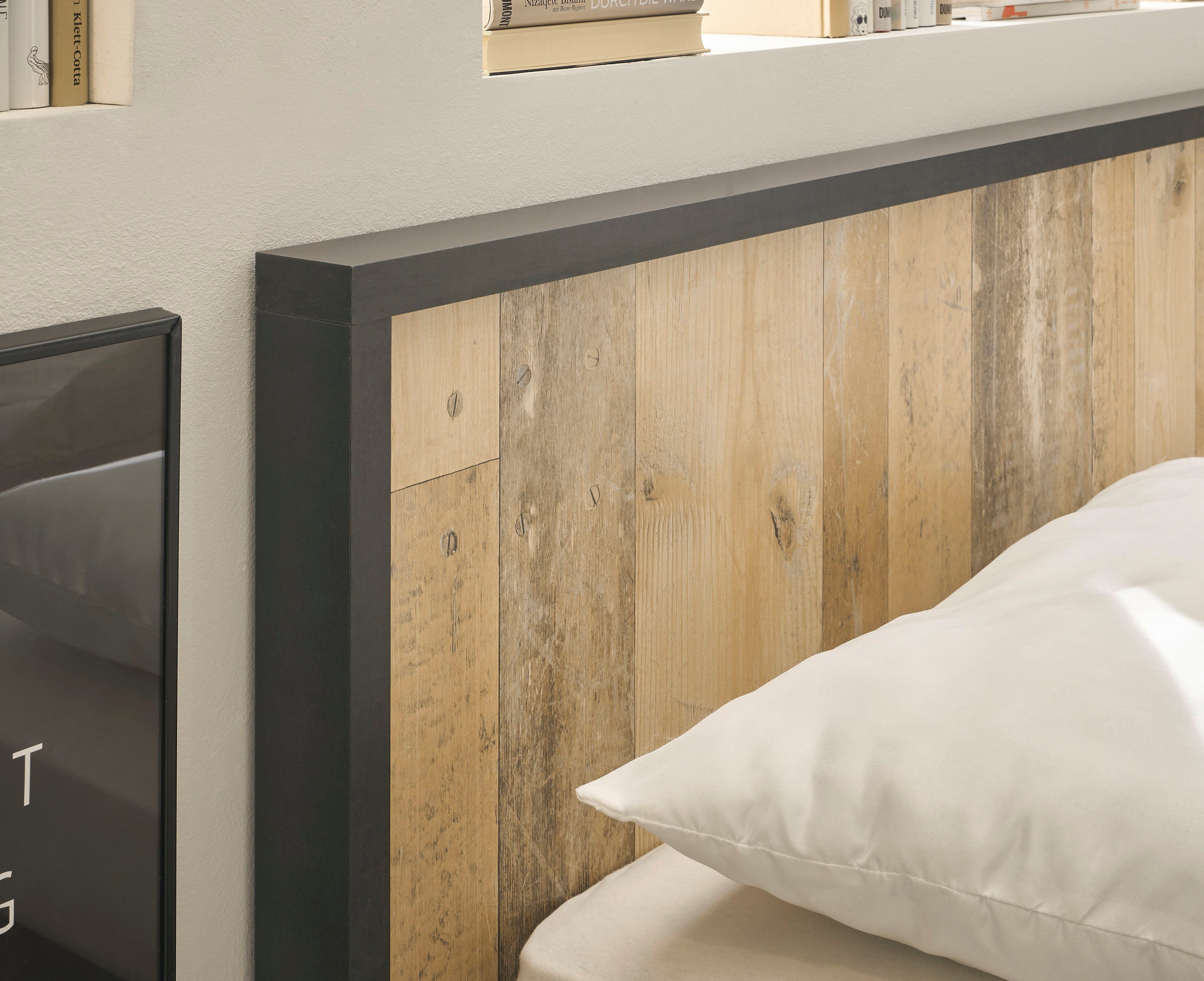 Home affaire Bettanlage SHERWOOD, (2-St), Liegefläche Bett 90x200cm, Nachttisch mit 1 Schublade