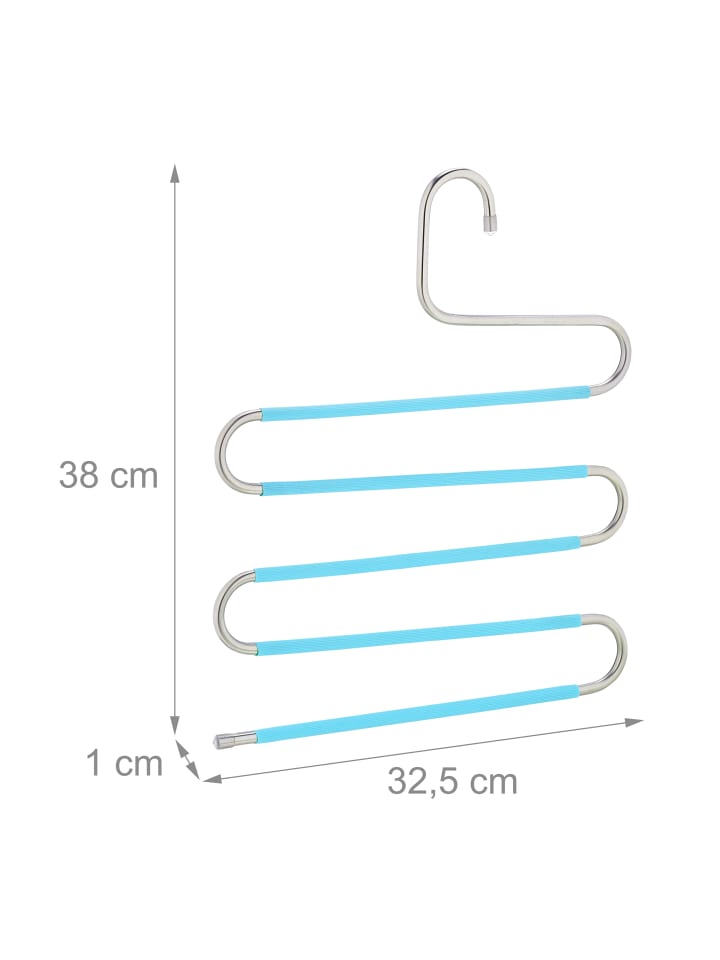 relaxdays 4 x Mehrfach-Hosenbügel in Silber/ Hellblau günstig kaufen onesize