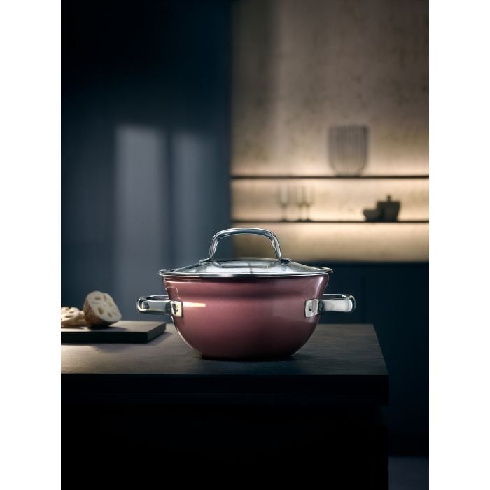 Fusiontec Mineral KochschÜssel mit Glasdeckel, 24 cm, Rose Quartz