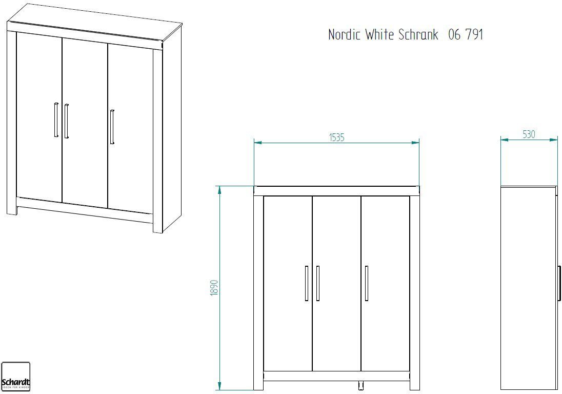 Schardt Kinderkleiderschrank Nordic White Made in Germany