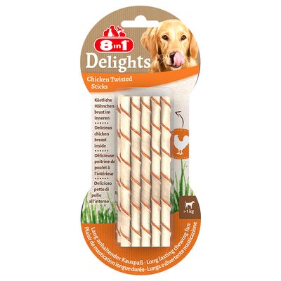 8in1 Delights Twisted Sticks für kleine Hunde Huhn