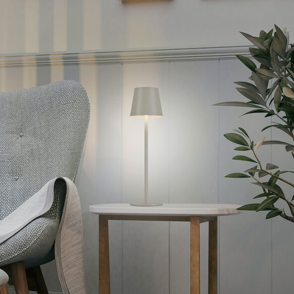 LED-Akku-Tischleuchte Buria, 2er Set, greige