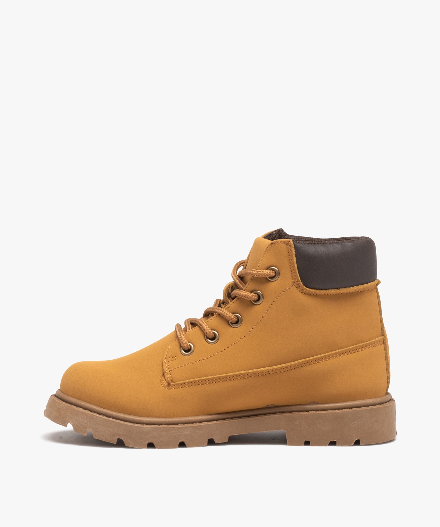 Boots Garçon montantes dessus uni à lacets du 31 au 35 camel | GEMO
