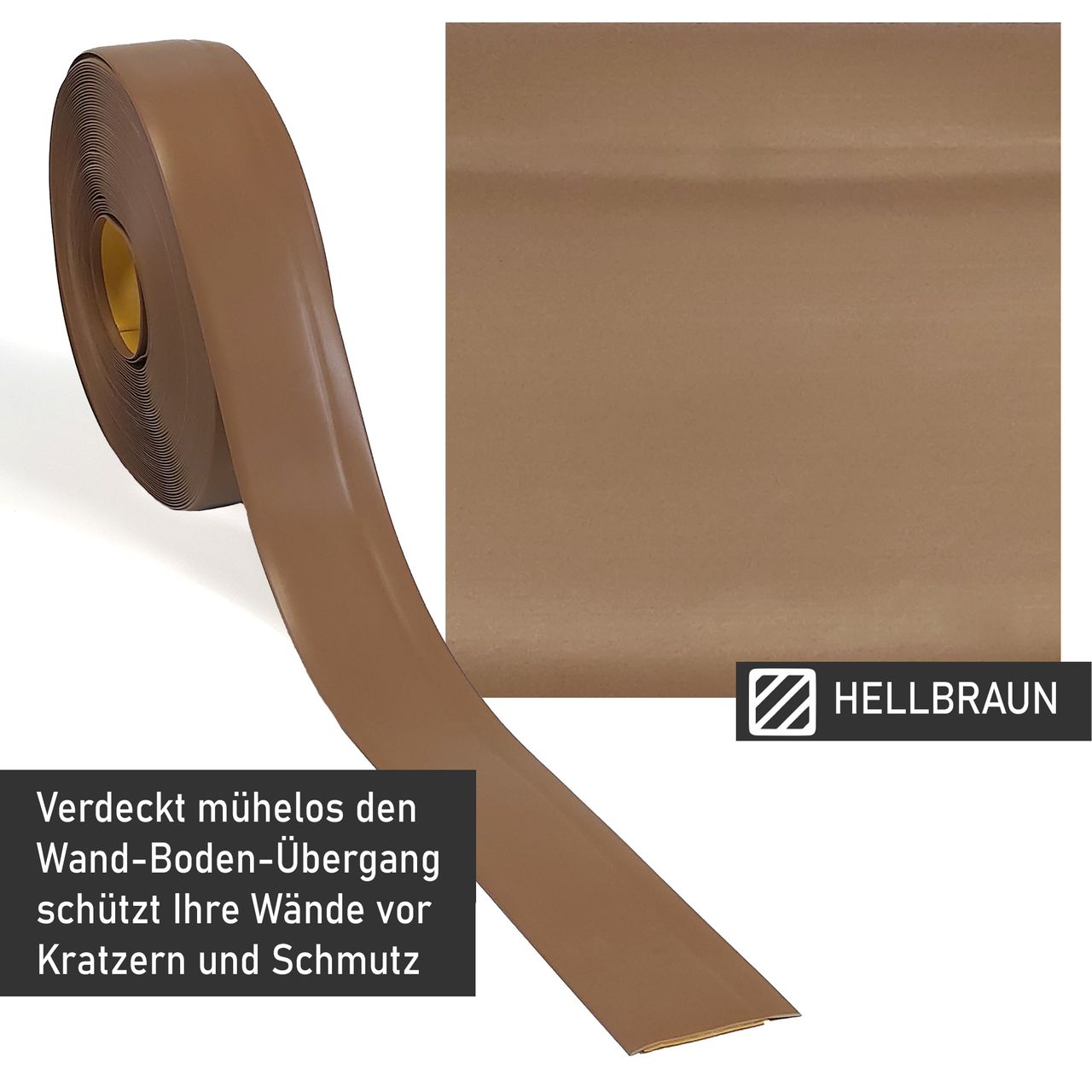 Lemodo Weichsockelleiste hellbraun, 25m Rolle