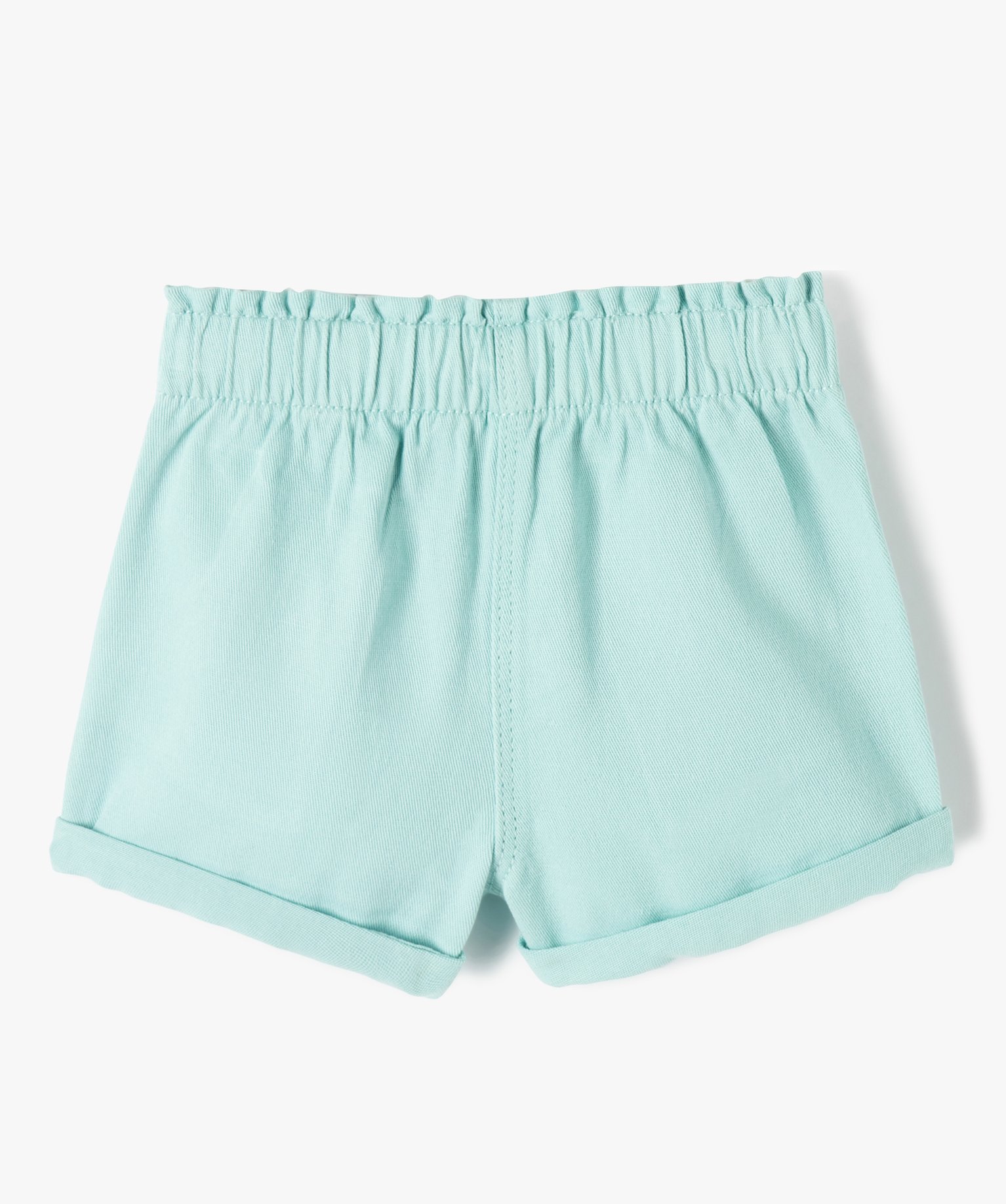 Short bébé fille uni avec ceinture élastiquée vert | GEMO