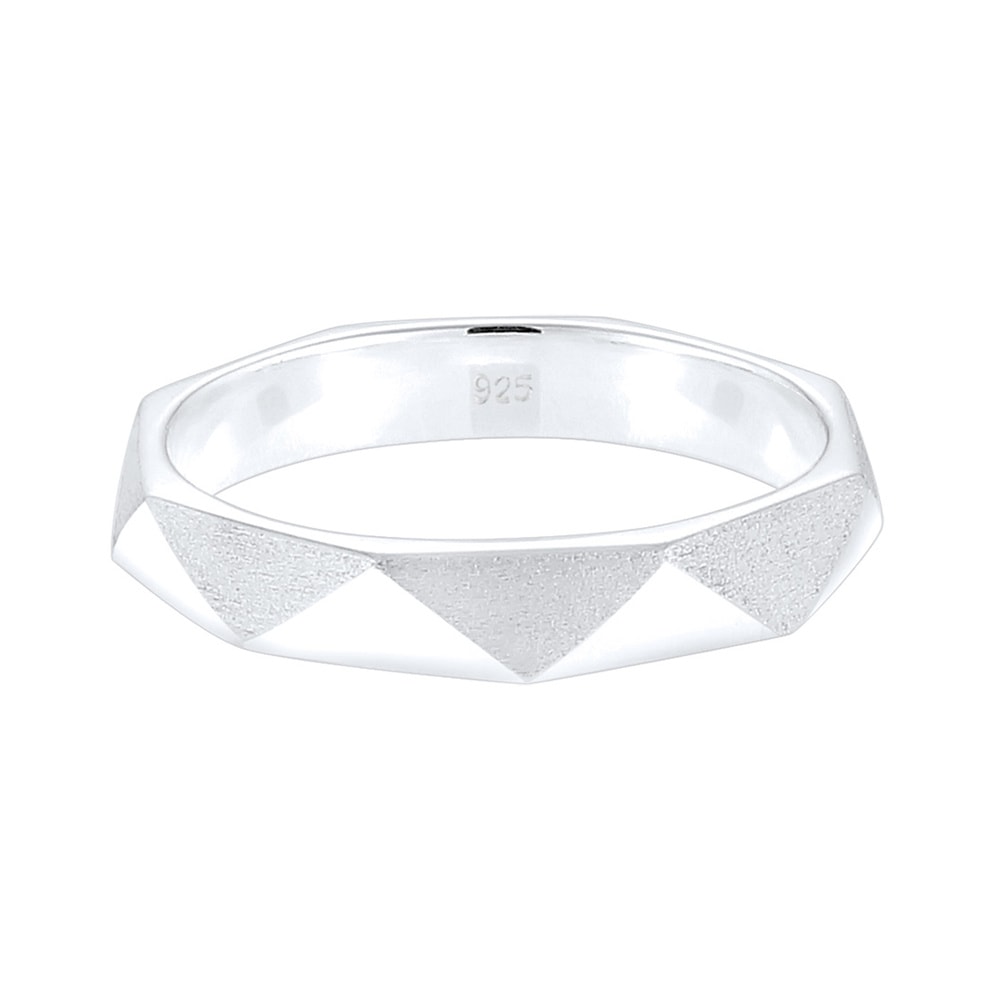 Elli Elli Bague Hexagon Geo Minimal glänzend brushed 925 Silber Bague