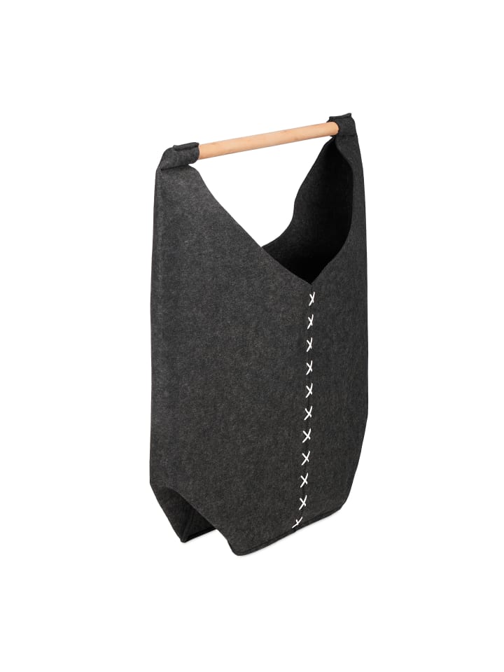 relaxdays Wäschesammler in Dunkelgrau/ Natur - (B)62 x (H)68 x (T)34,5 cm günstig kaufen onesize