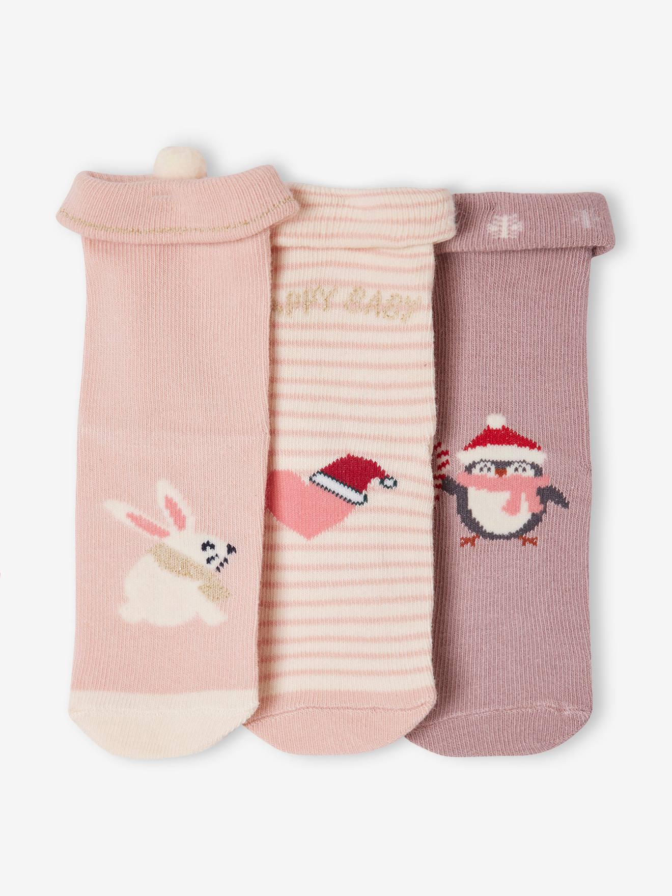 Vertbaudet Mädchen Baby Weihnachts-Geschenkset Socken Oeko-Tex - altrosa