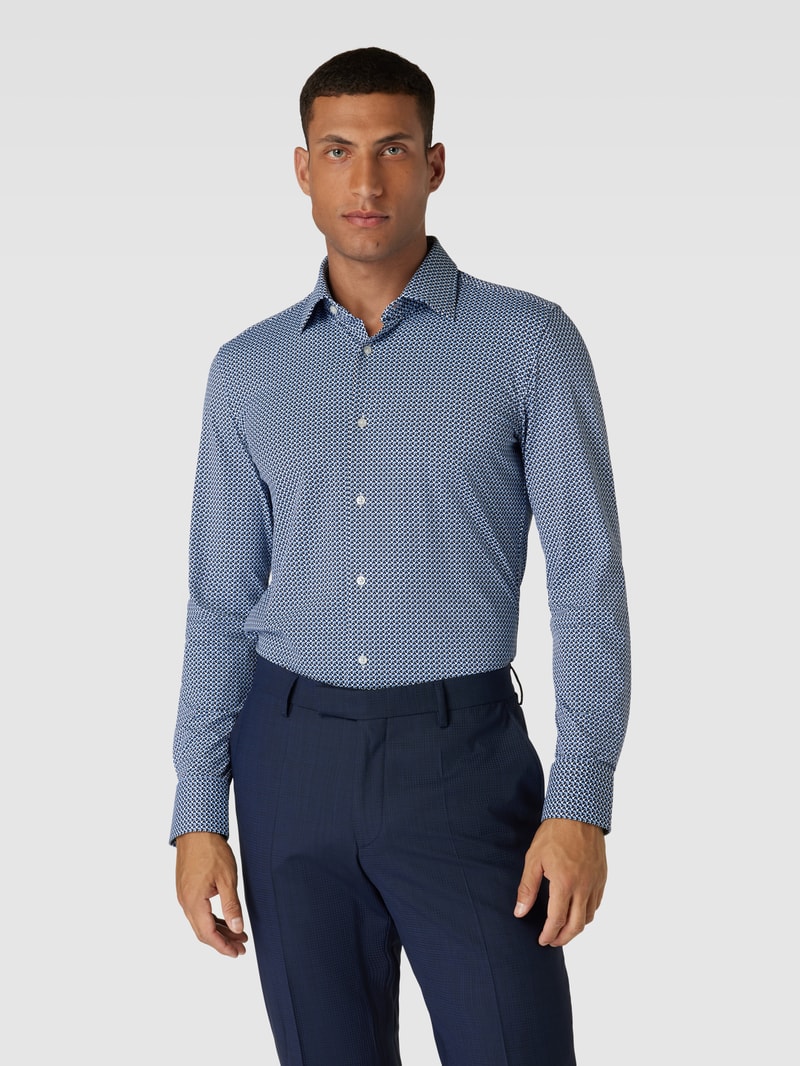 Performance Fit Freizeithemd mit Allover-Muster Modell 'Hank' in blau