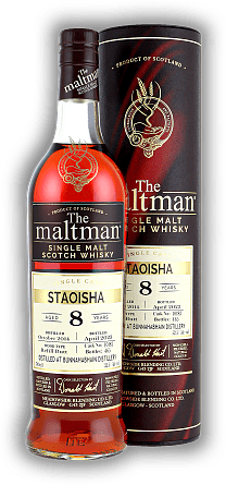 Staoisha The Maltman 8 Years 2014/2023 Refill Sherry Butt No. 10182 52,5% Staoisha The Maltman 8 Years 2014/2023 Refill Sherry Butt No. 10182 52,5% Hier kommen Torfliebhaber und Sherrynasen auf ihre Kosten. Alter 14/23 - 0,7	 Liter - Vol 52,5%