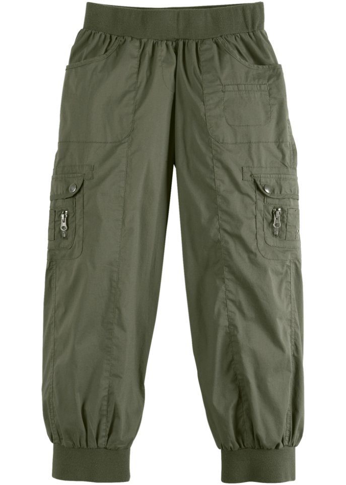 3/4-Baumwoll-Cargohose mit Bequembund
