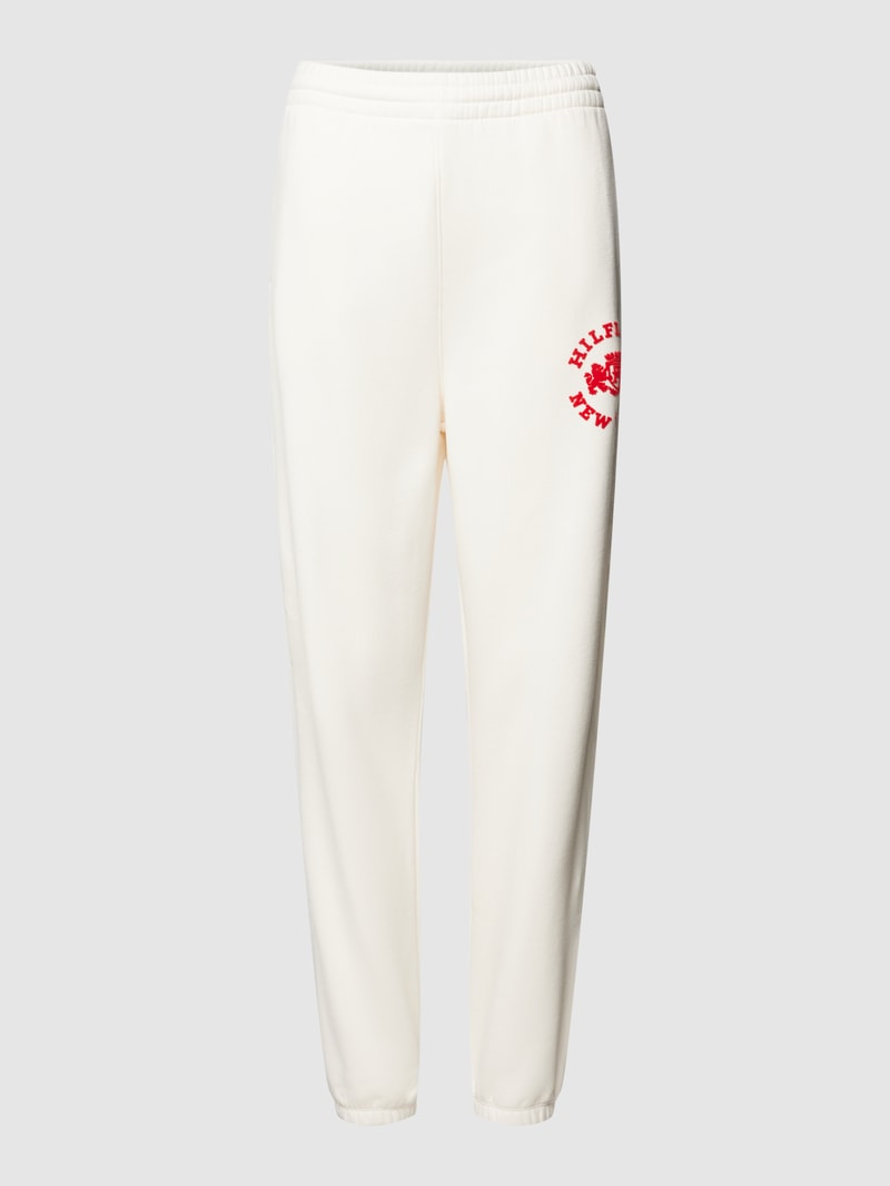 Sweatpants mit Label-Detail Modell 'VARSITY FLOCK' in ecru