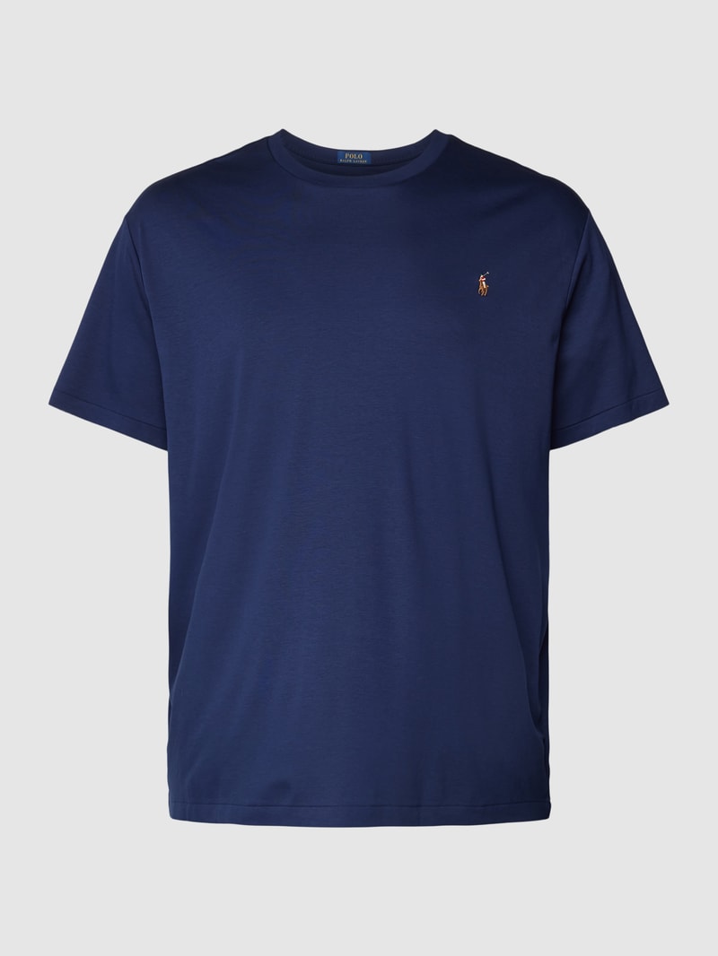 PLUS SIZE T-Shirt mit Label-Stitching in marineblau