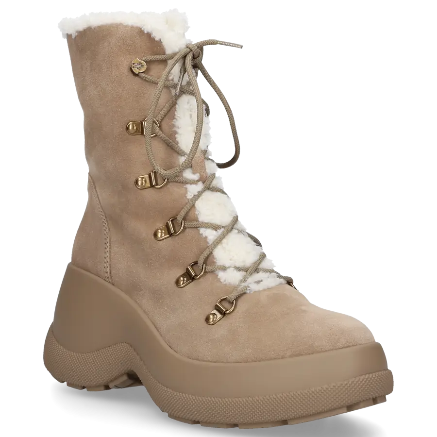 Moncler - Schnürstiefeletten RESILE TREK Veloursleder - beige
