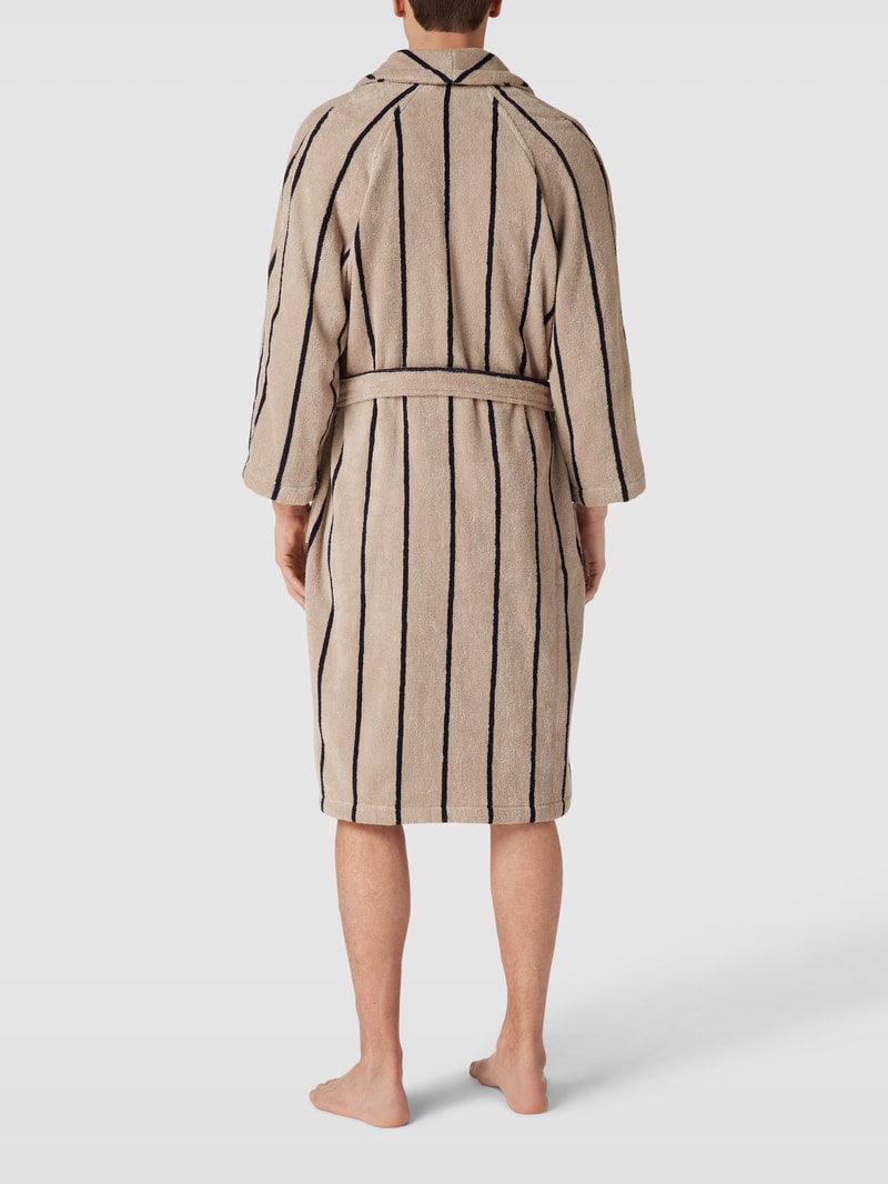 Bademantel mit Logo-Stitching Modell 'STRIPE ROBE' in beige