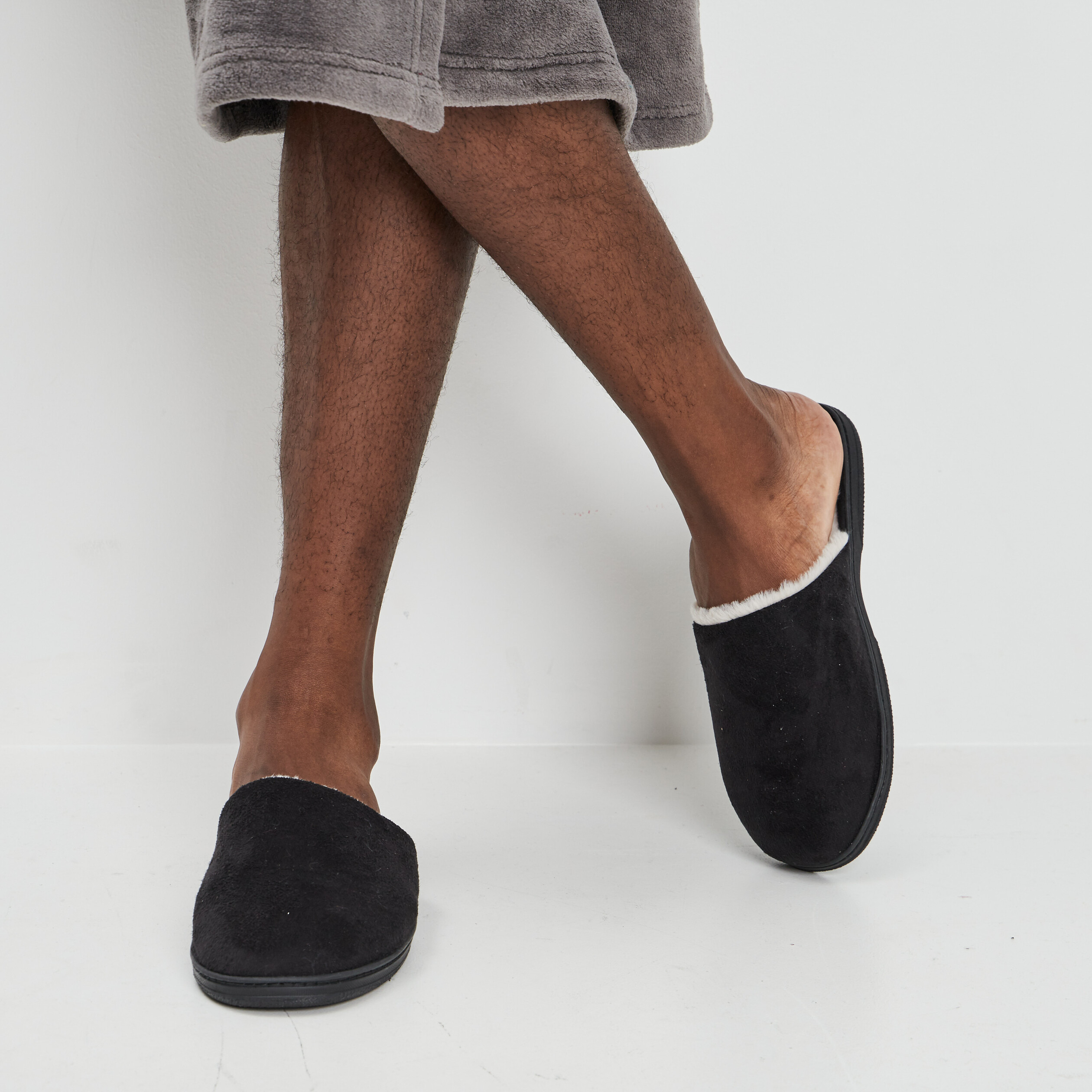 Chaussons mules noir homme | La Halle
