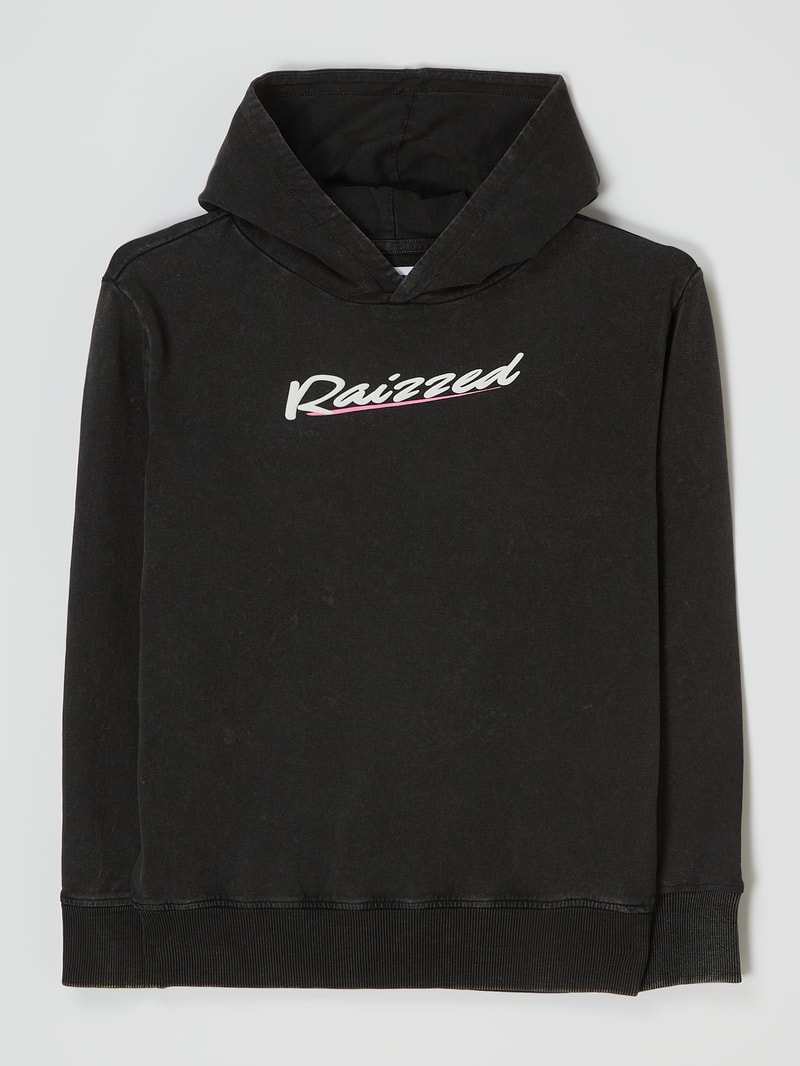 Hoodie mit Logo Modell 'Valencia' in schwarz