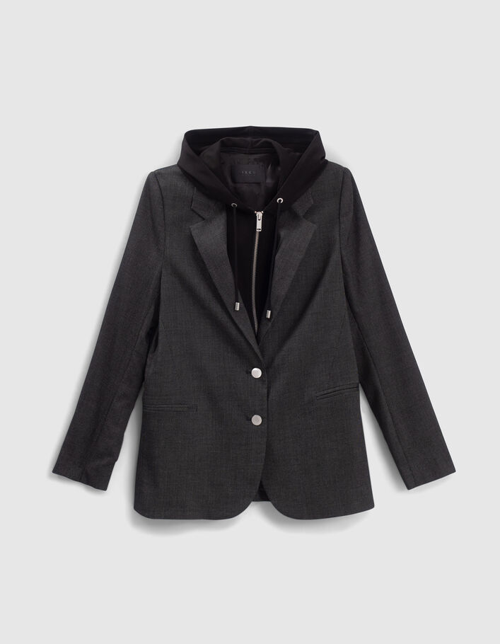 Veste de costume noire faux-uni parmenture amovible Femme