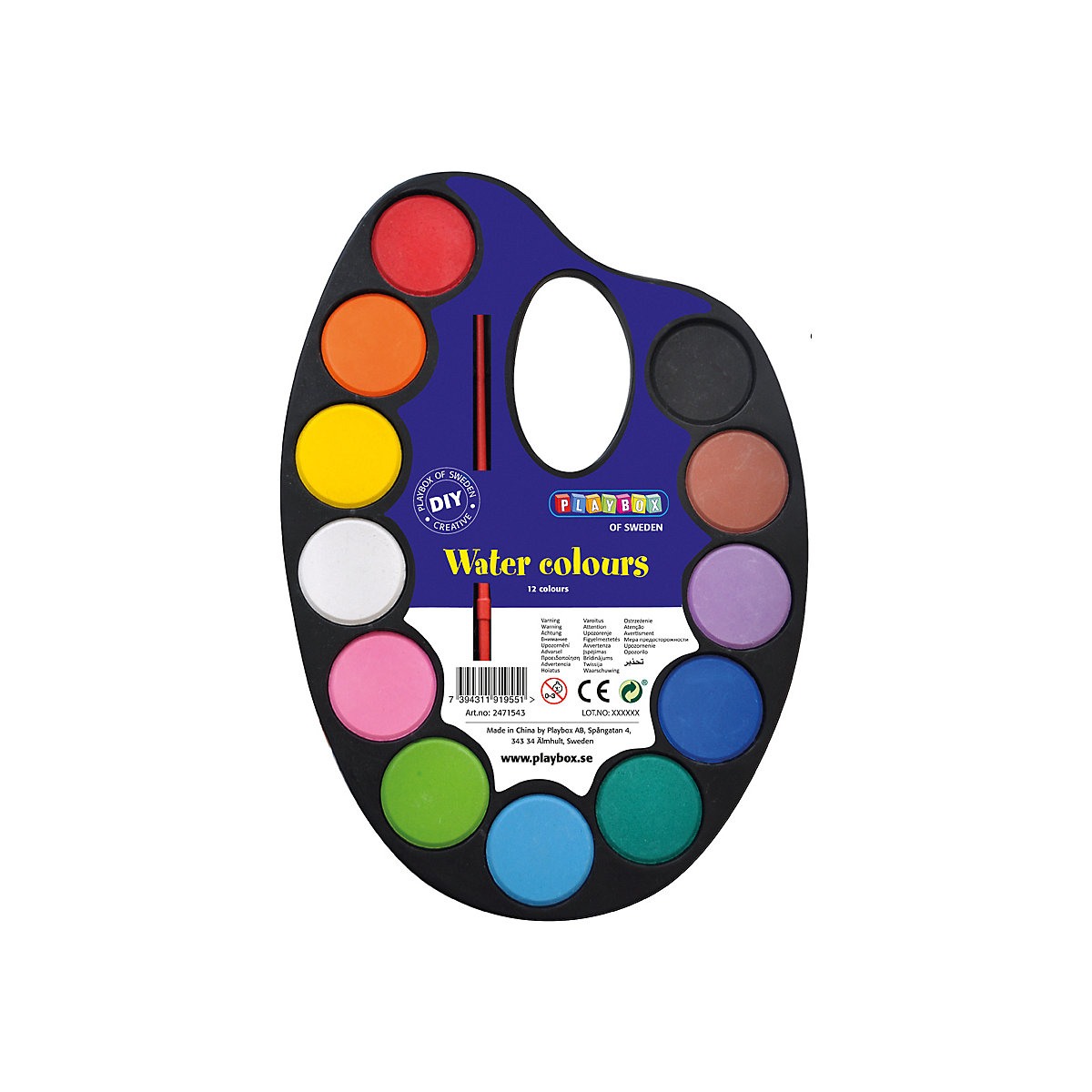 Farbpalette mit Eingriff, 12 Wasserfarben
