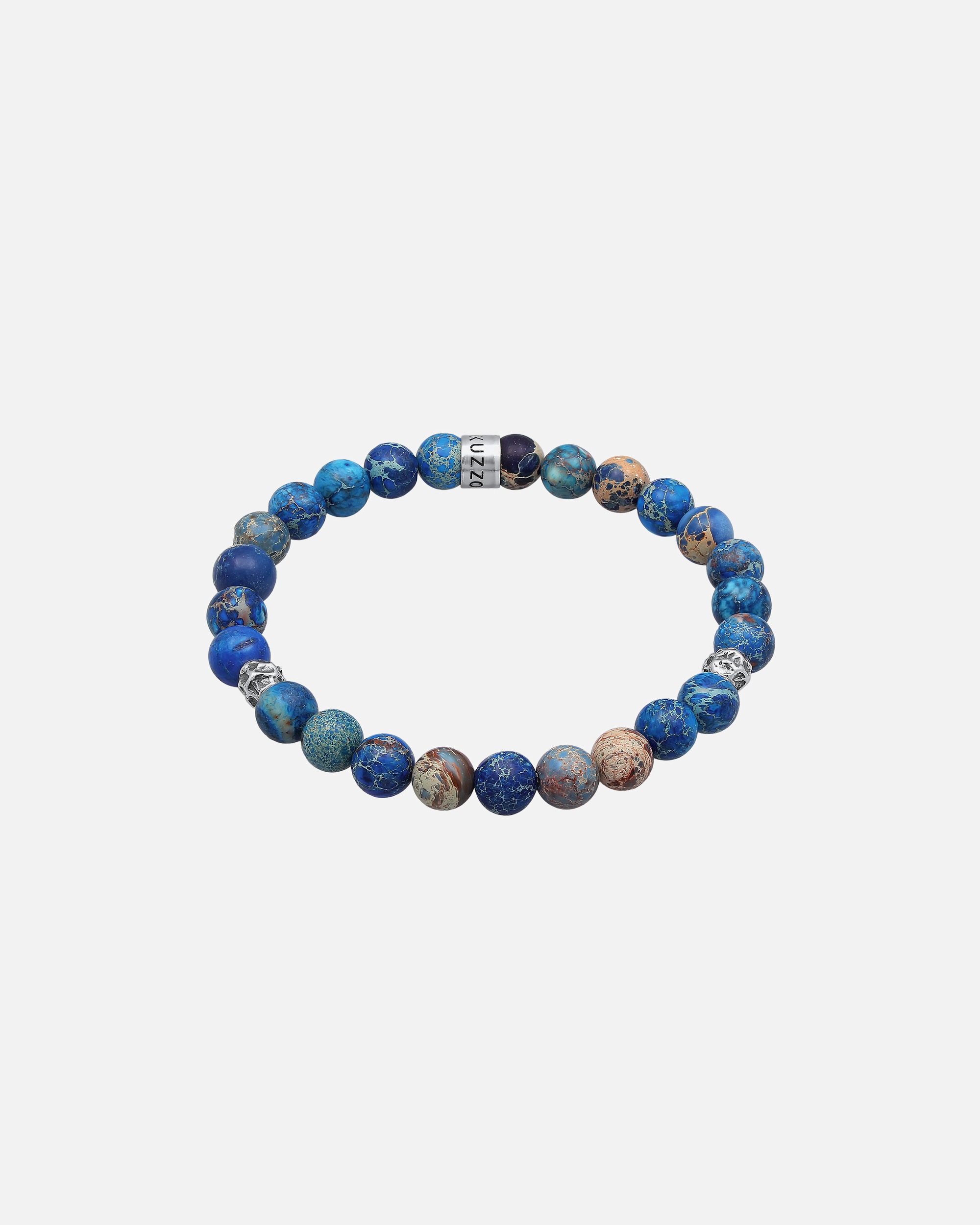 KUZZOI Men's Trendy Beads with Blue Agate in 925 Sterling Silver