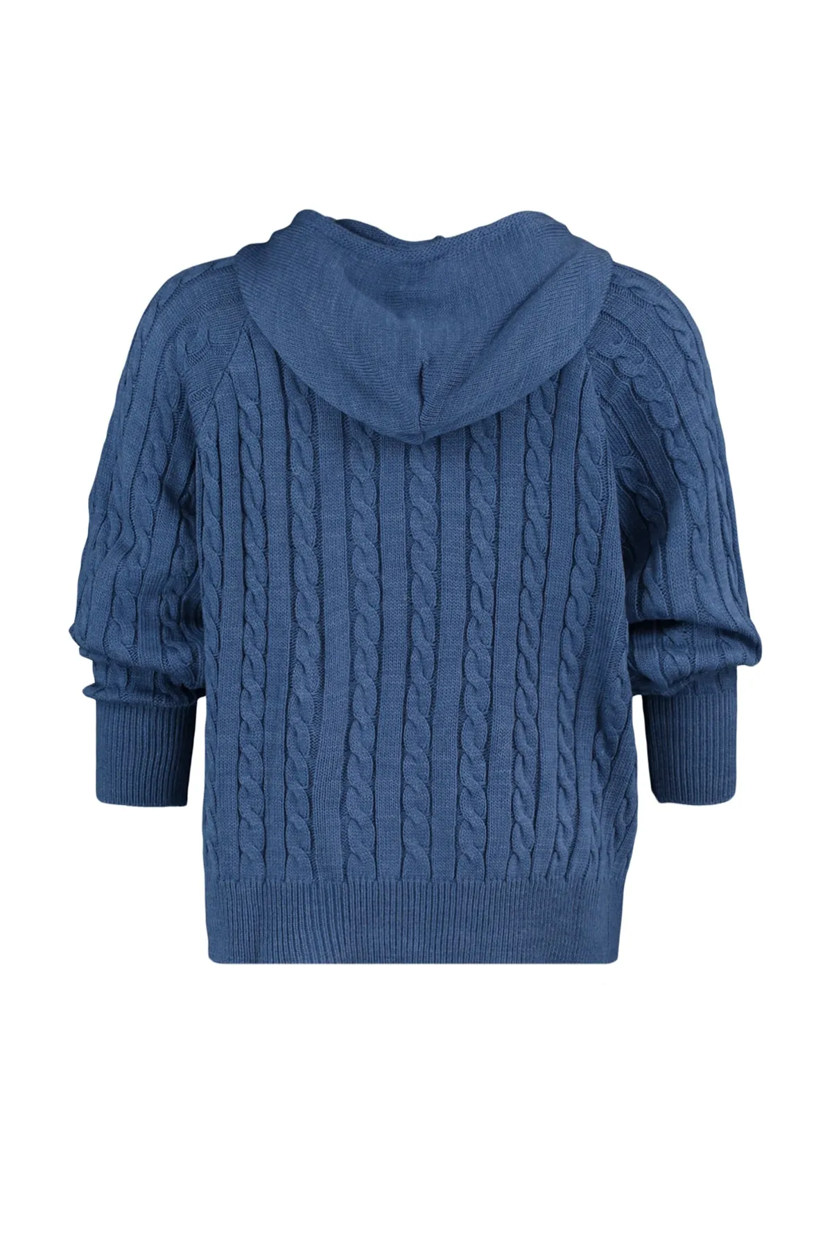 Trendyol Curve  Indigofarbener Strick-Cardigan mit Kapuze und Reißverschluss TBBAW23AV00051