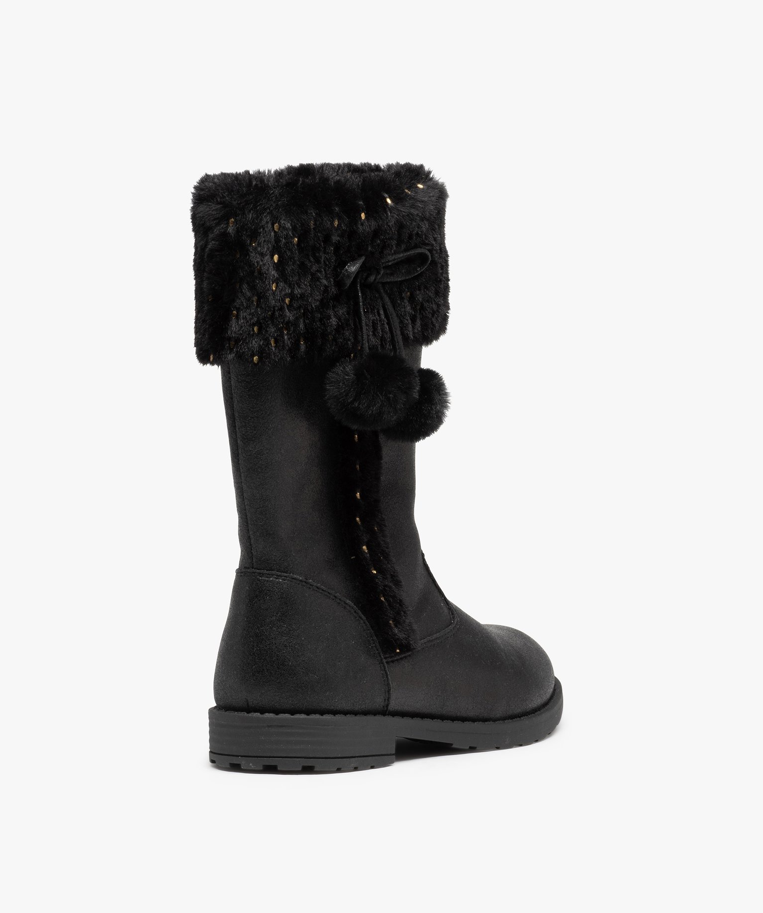 Bottes fourrées fille unies détails à pois brillants noir | GEMO