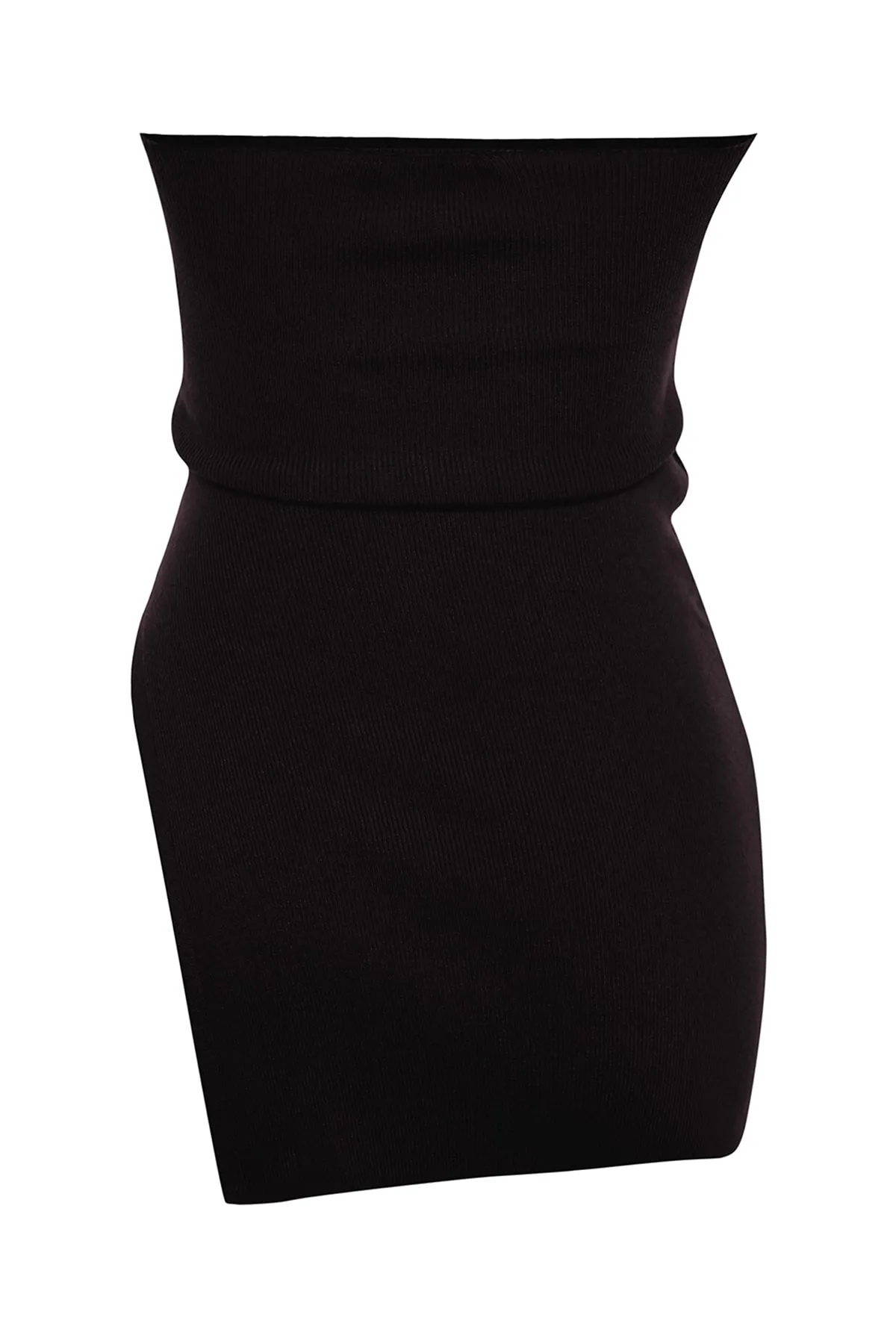 Trendyol Collection  Schwarze, trägerlose, geschlitzte, detaillierte Bluse aus Premiumgarn/Spezialgarn TWOAW24BZ00131